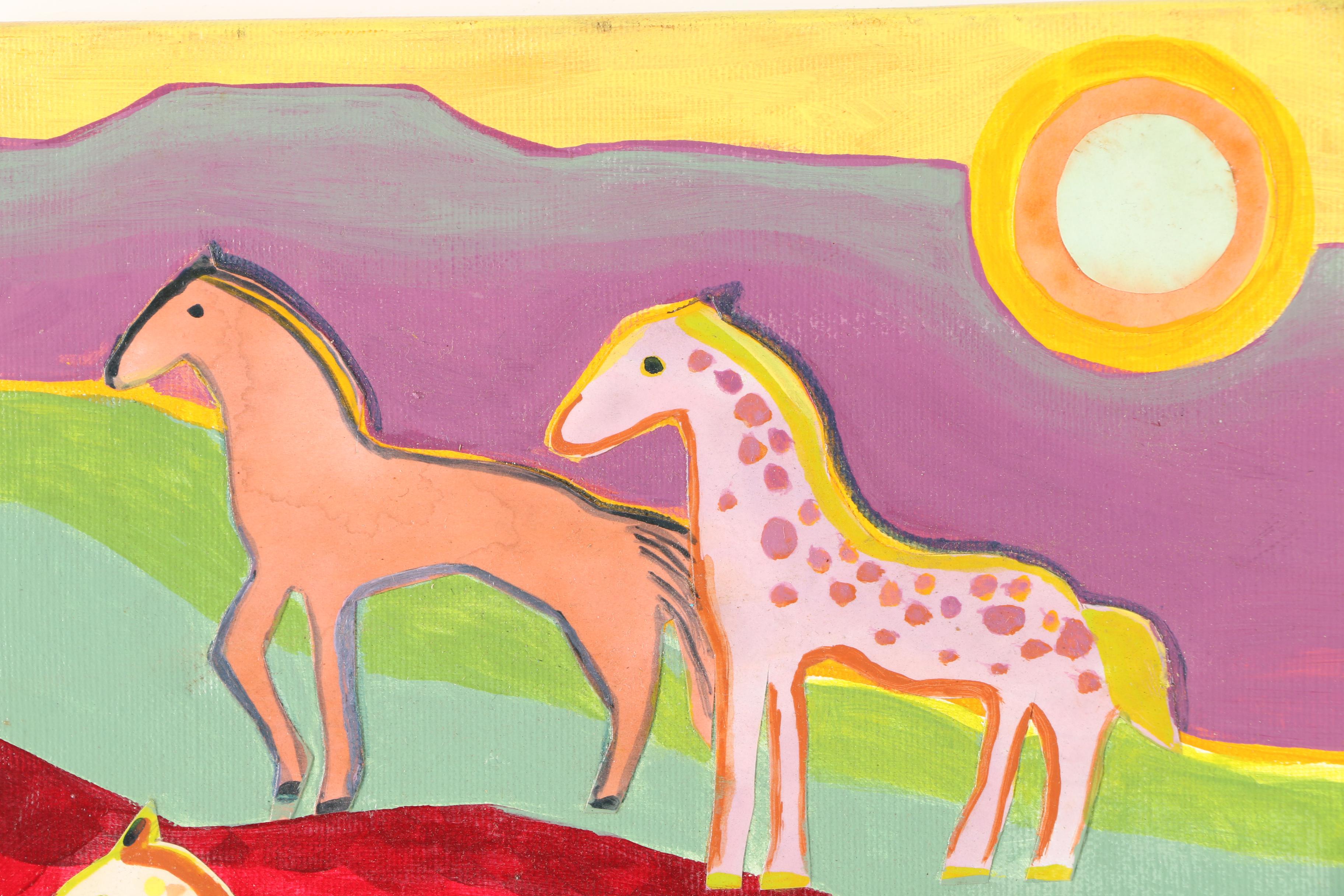 Charles Davison Mixed Media Artwork of Horses "Mountain Pass II"