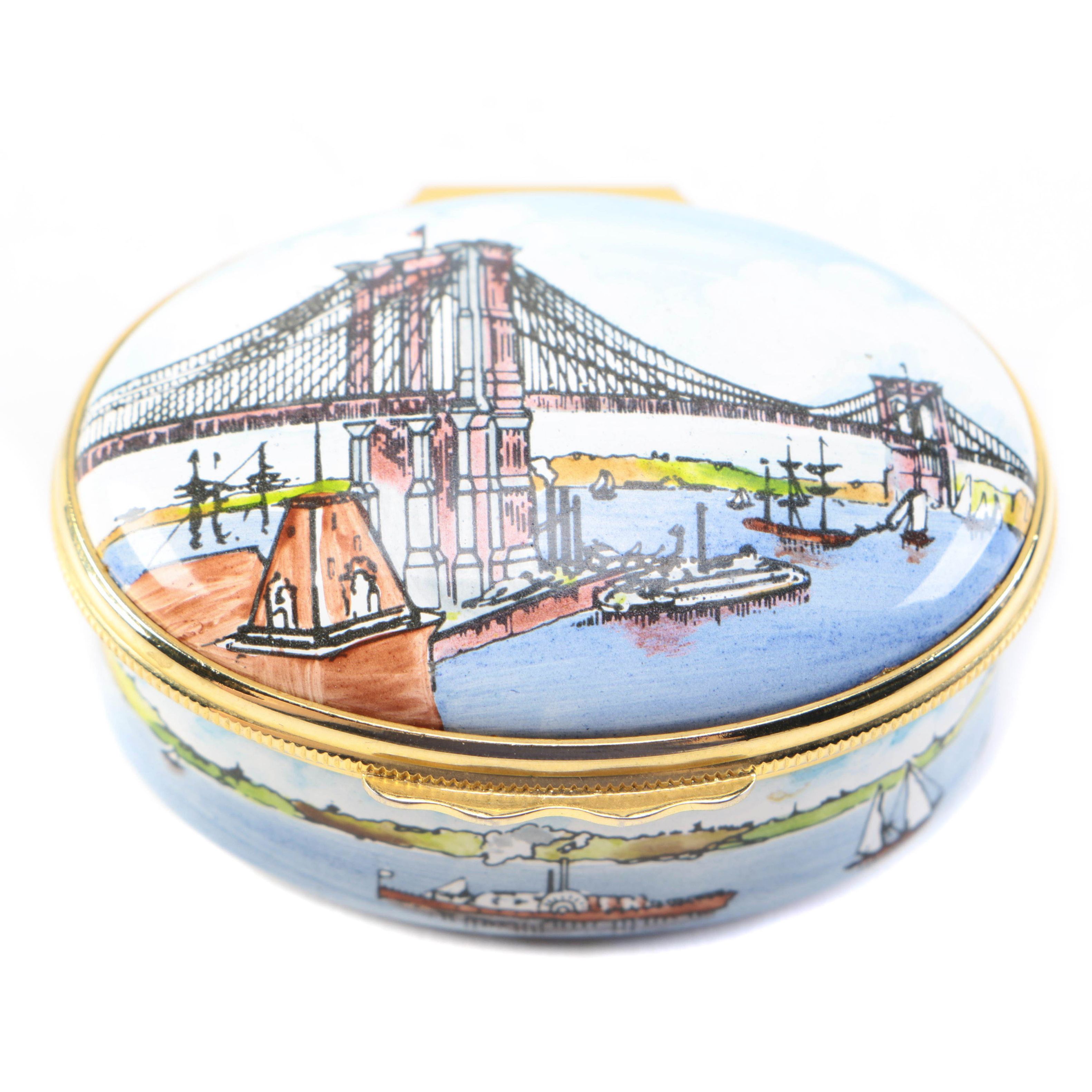 Halcyon Days Enamels "Brooklyn Bridge" Trinket Box Designed by Tiffany & Co.