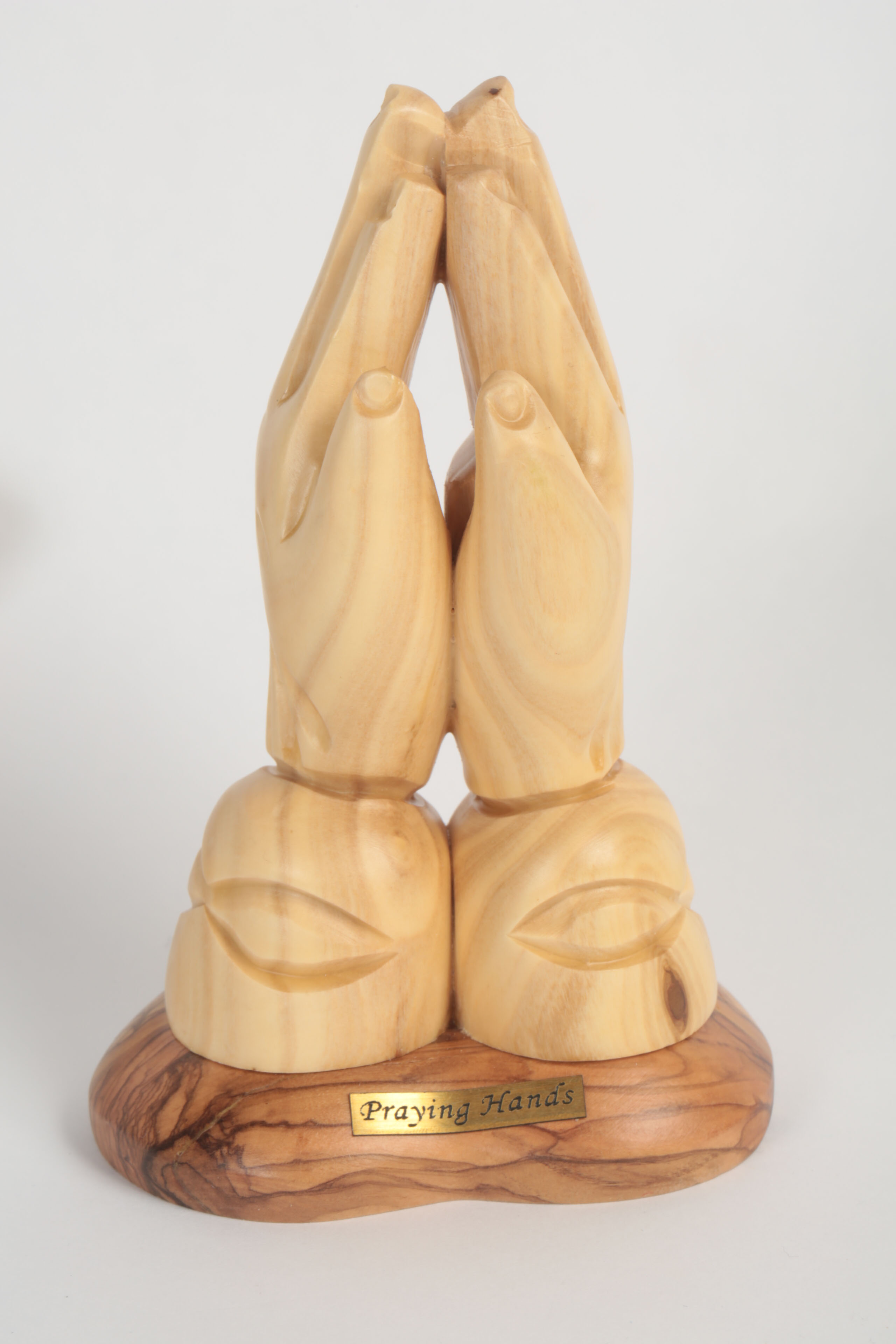 Wooden Praying Hands Statue and Crucifix