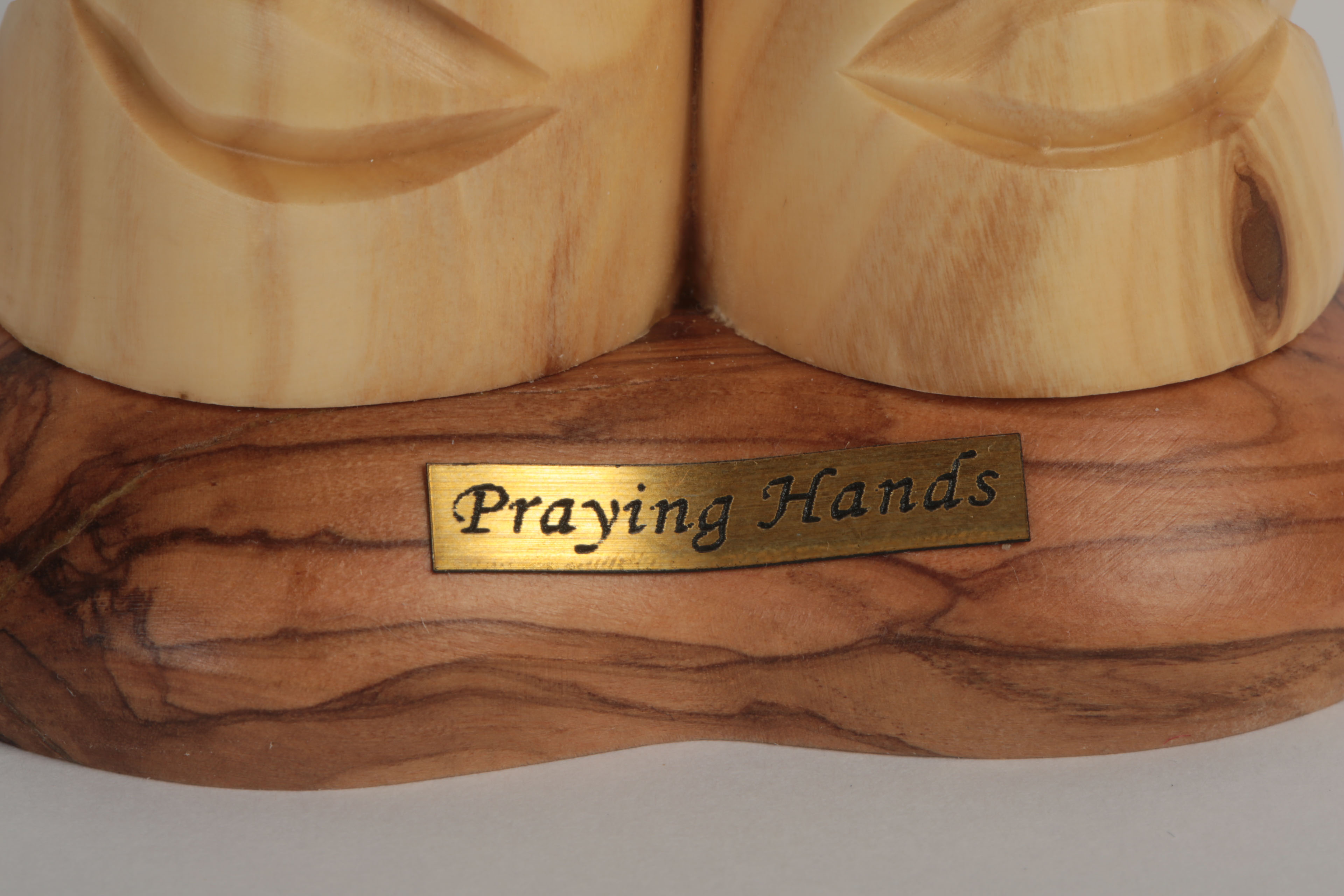 Wooden Praying Hands Statue and Crucifix