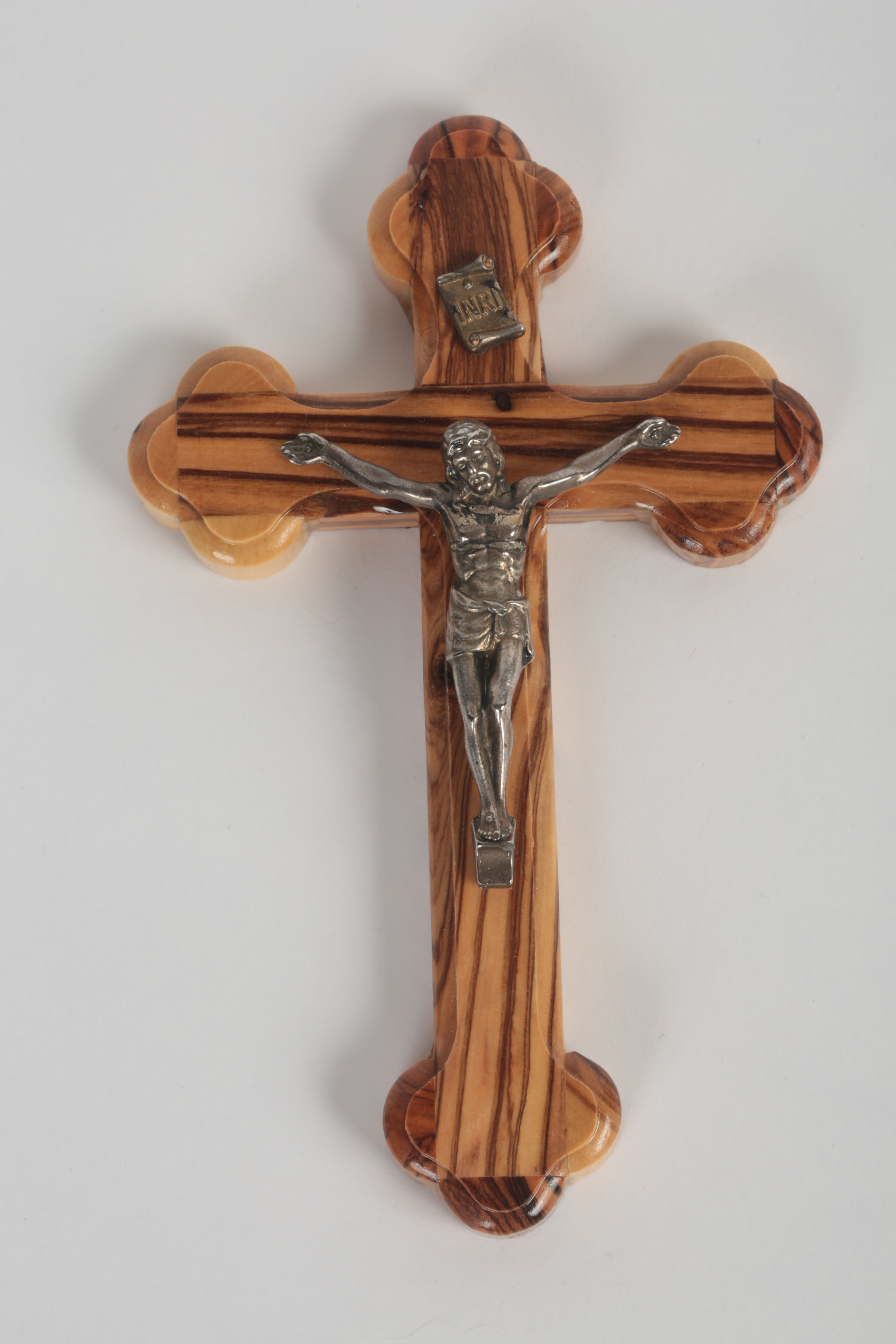 Wooden Praying Hands Statue and Crucifix