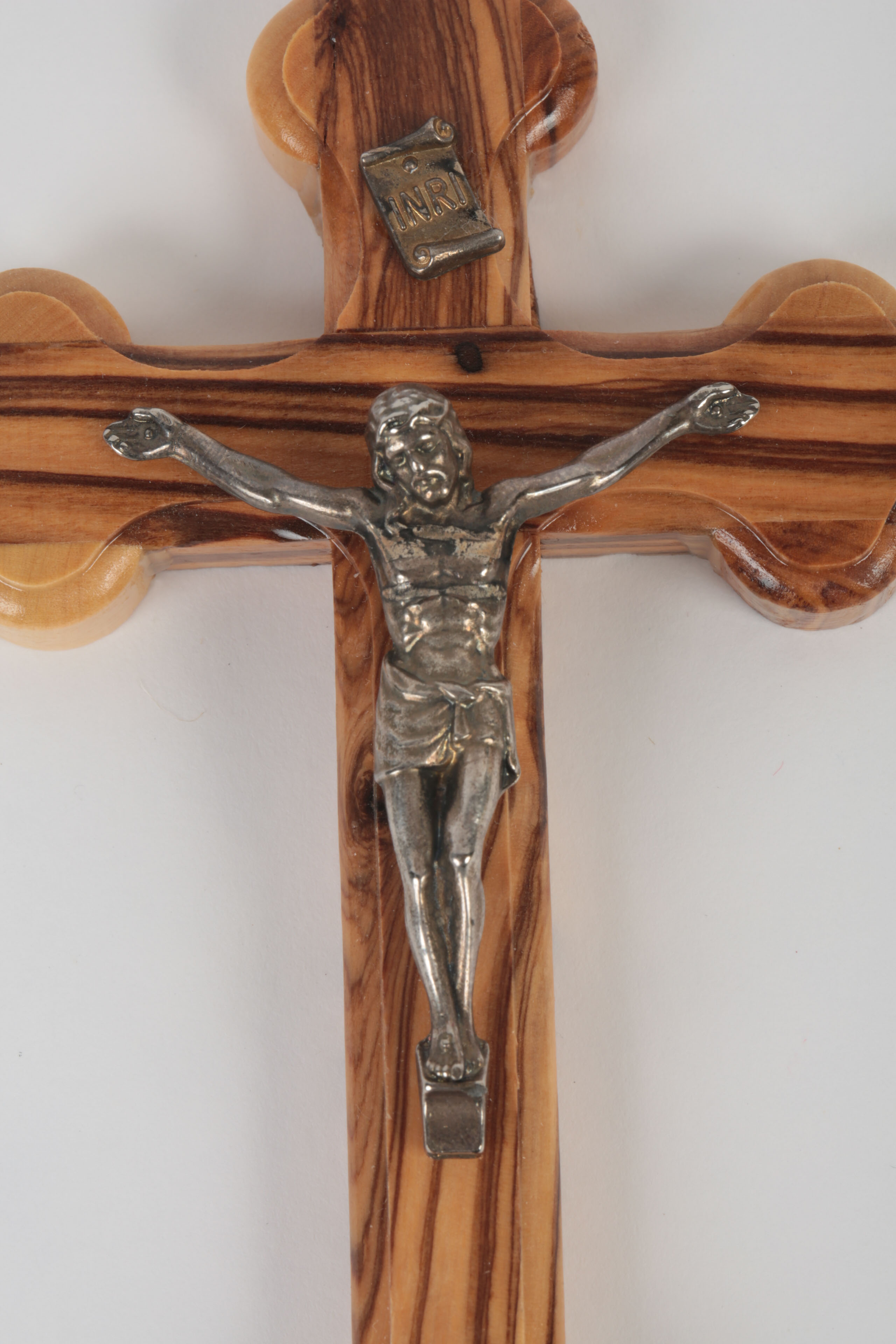 Wooden Praying Hands Statue and Crucifix