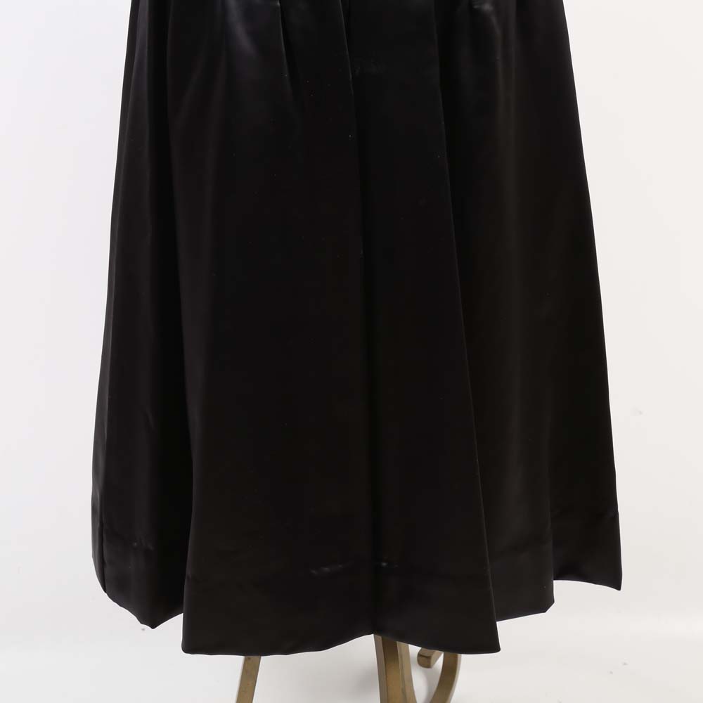 1950s Vintage Black Satin Strapless Cocktail Dress