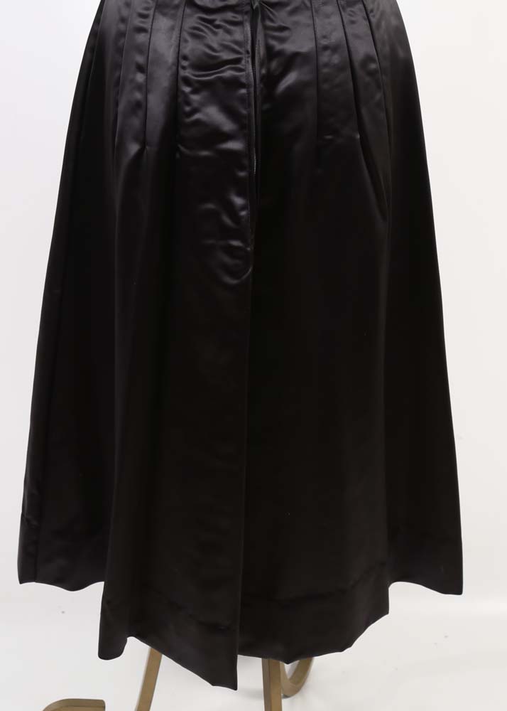 1950s Vintage Black Satin Strapless Cocktail Dress