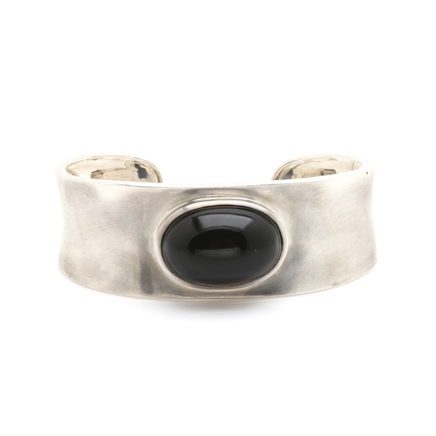 Sterling Silver and Onyx Cuff Bracelet