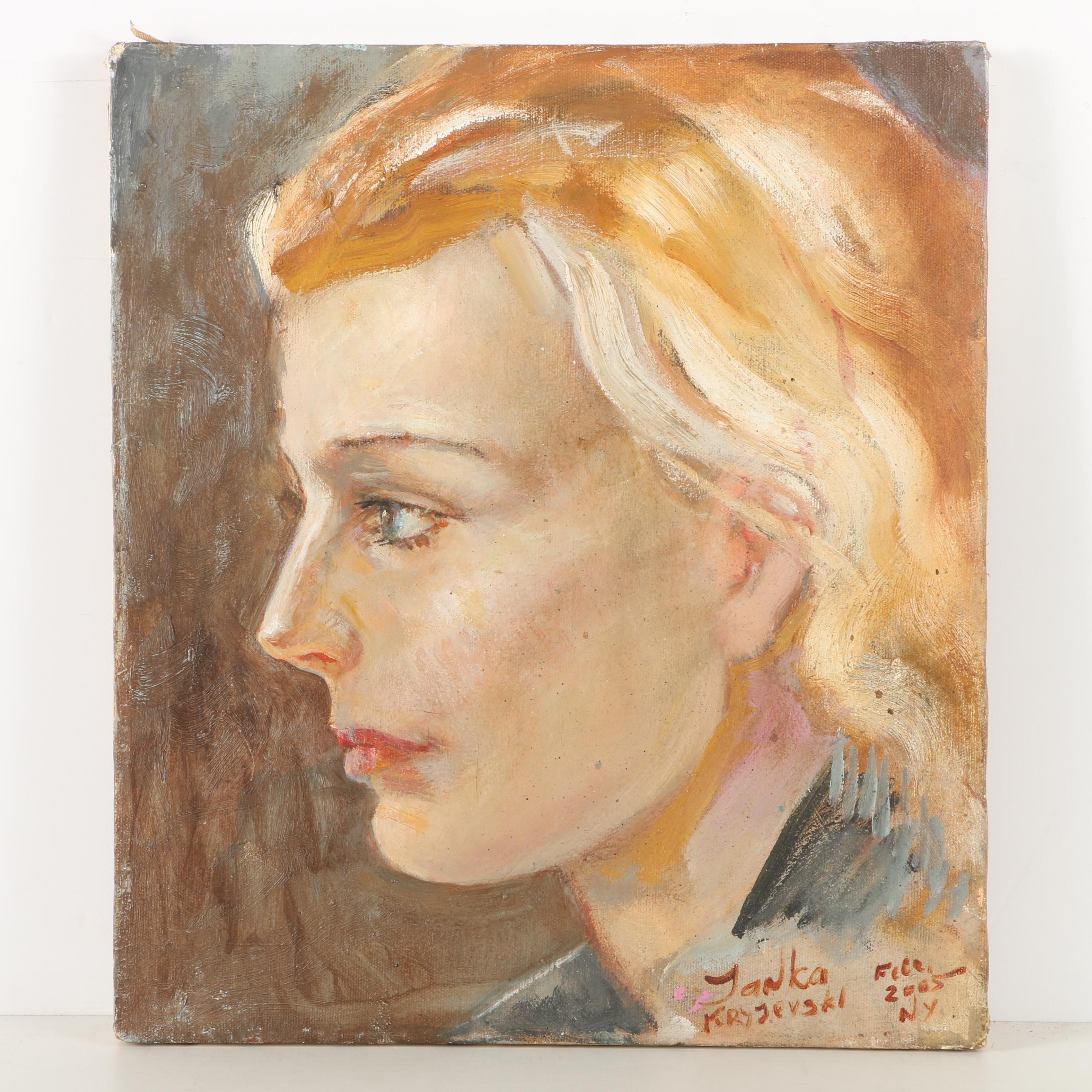 Tanka Kryjevski Oil Portrait of a Young Woman "Face"