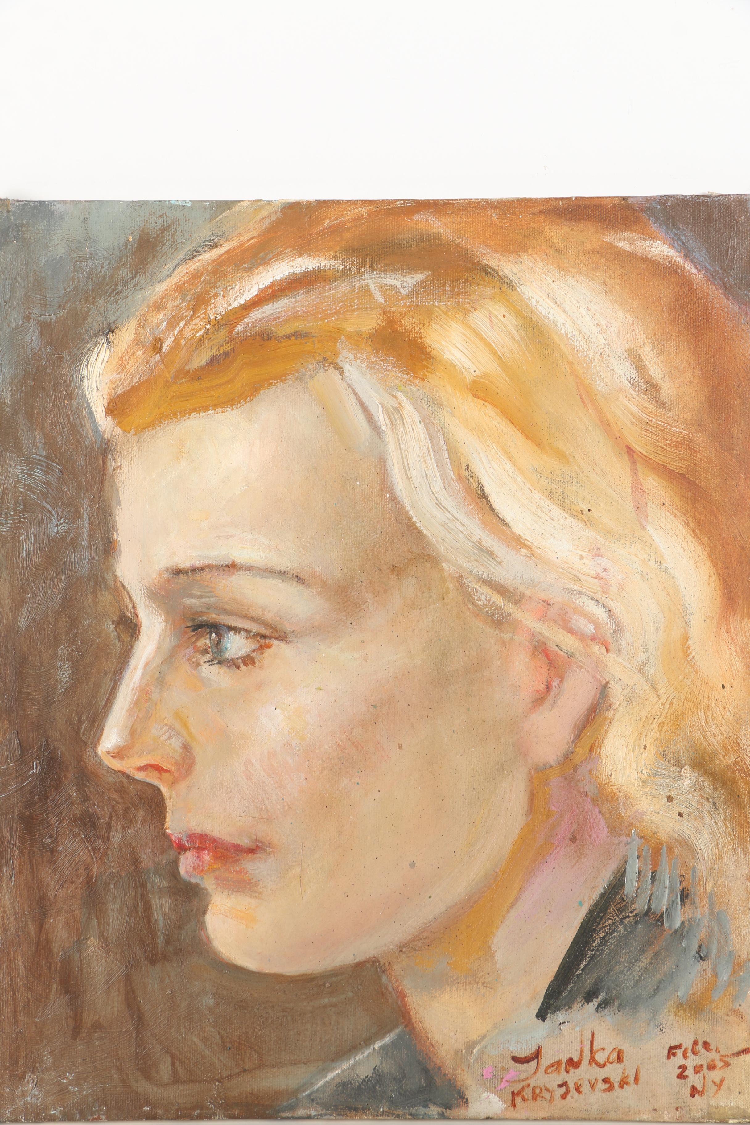 Tanka Kryjevski Oil Portrait of a Young Woman "Face"