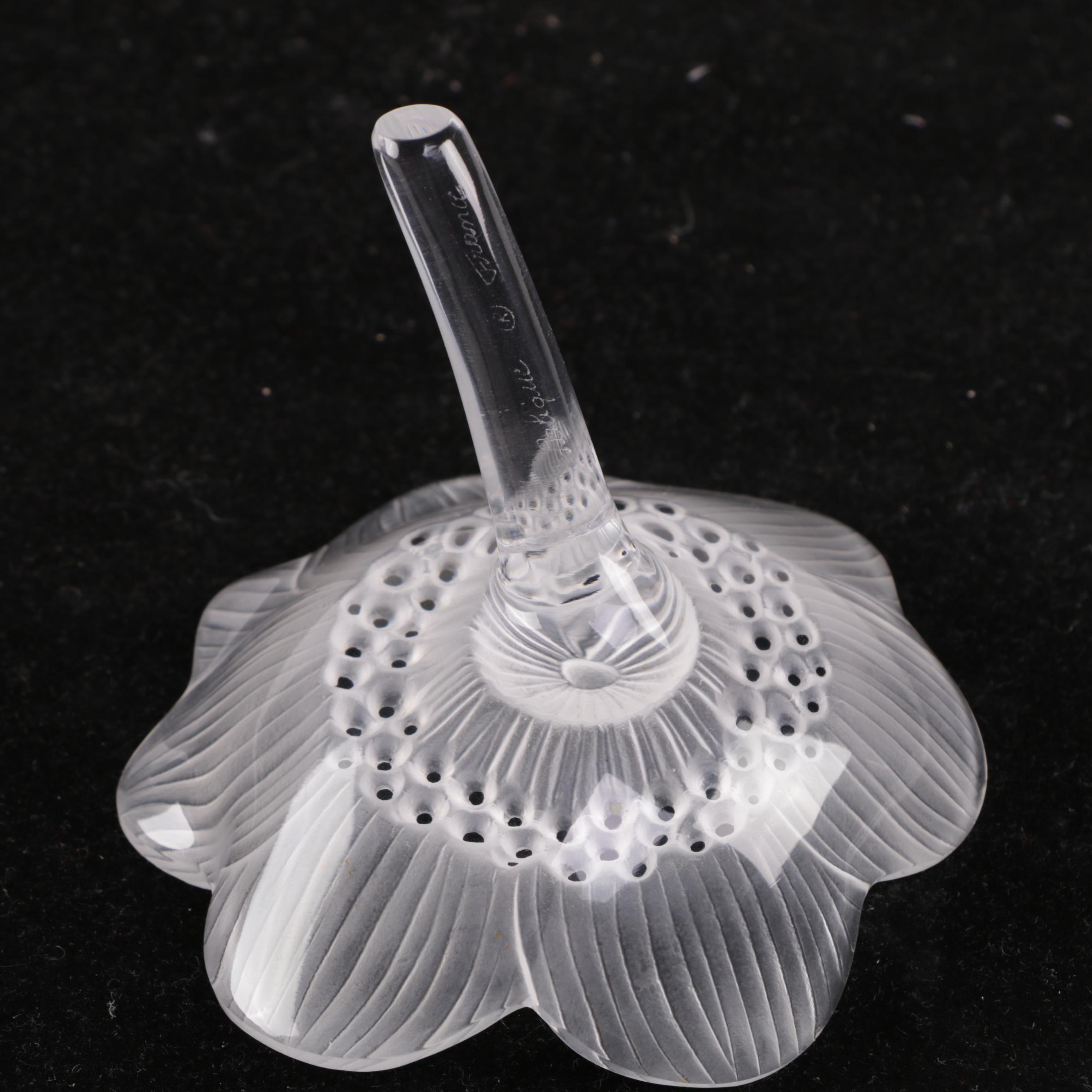 Lalique Crystal "Anemone" Paperweight
