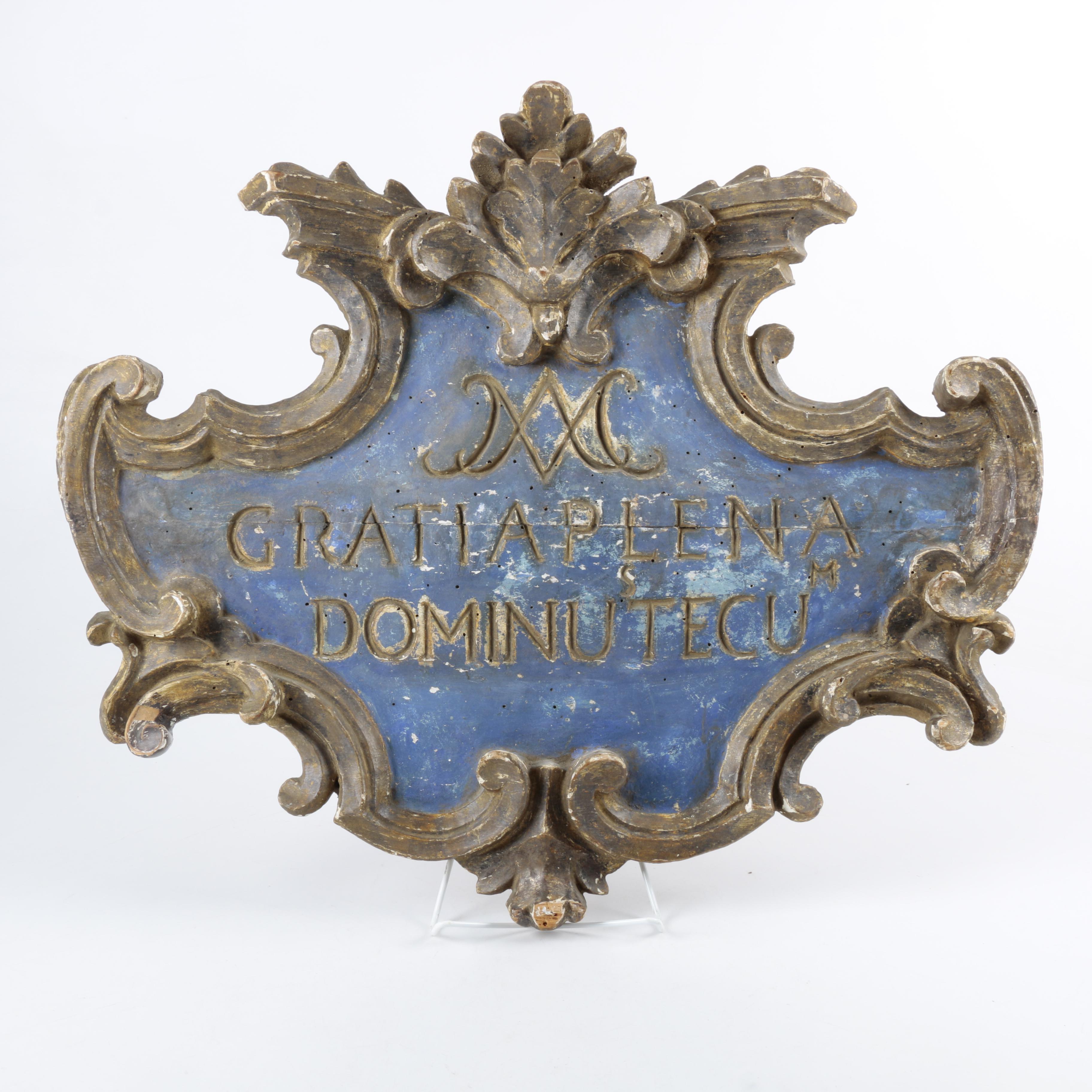 Vintage Italian Wooden Sign