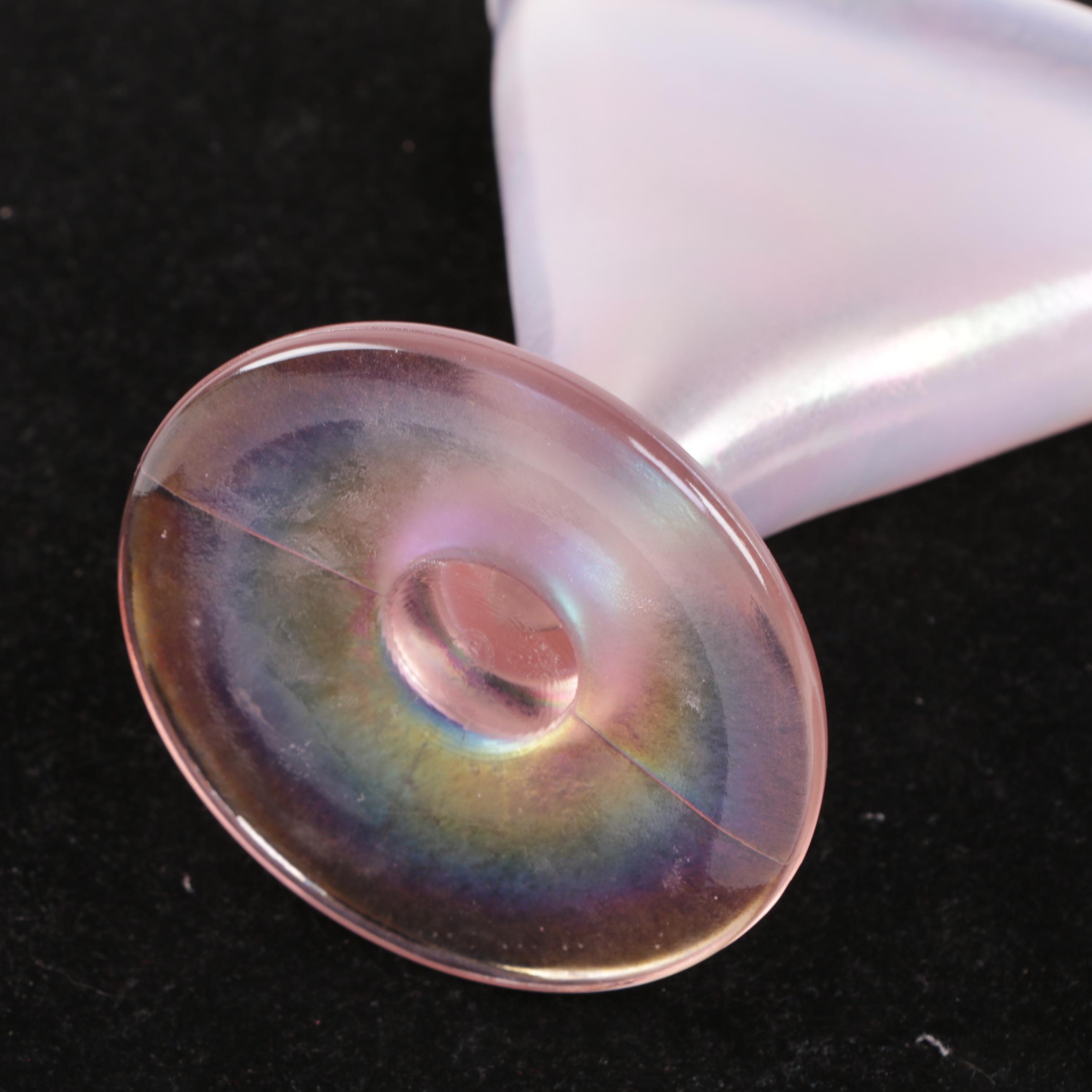 Fenton Irridescent Rose Stretched Fan Vase