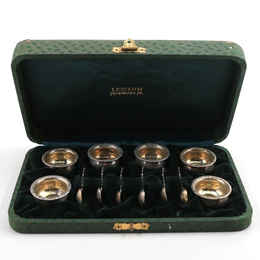 Sterling Silver Salts and Spoons in Presentation Case