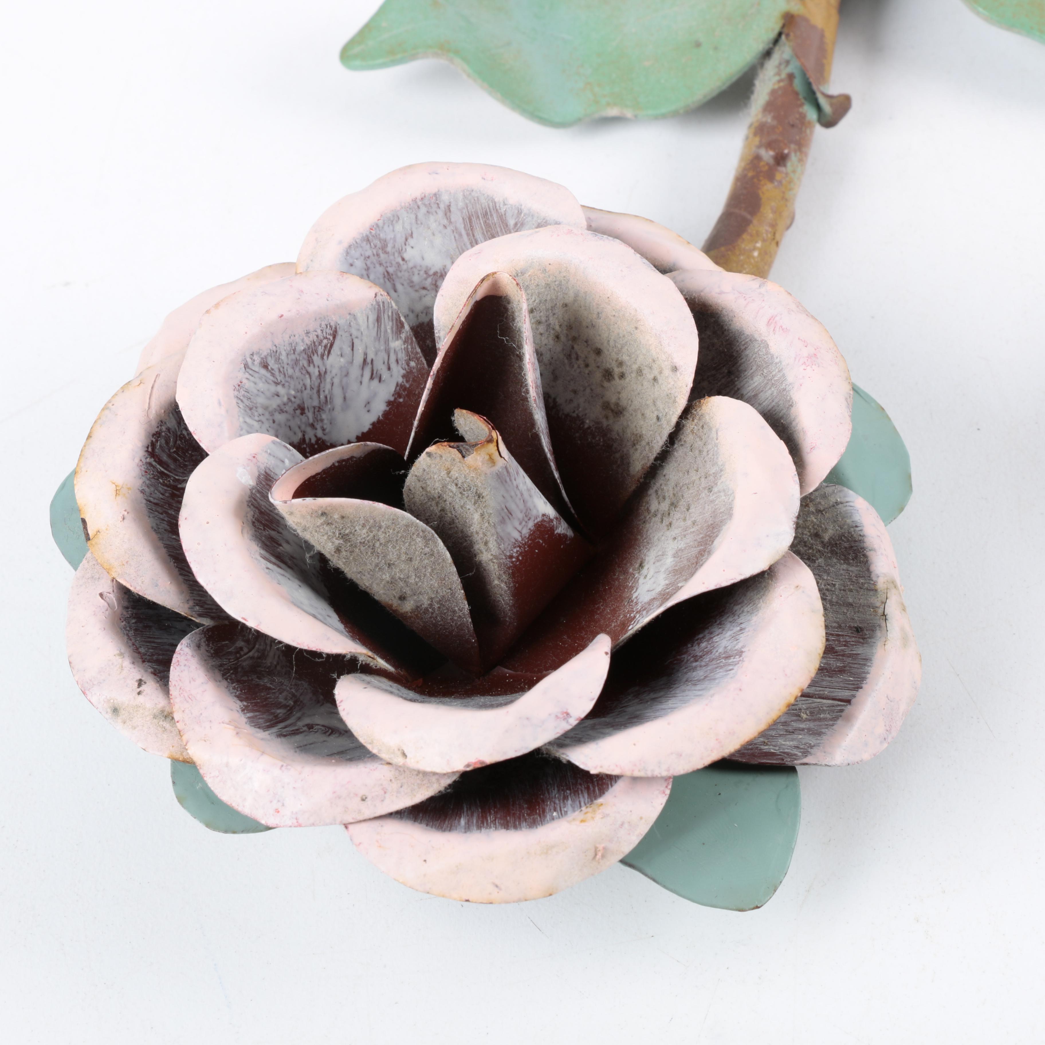 Tole Floral Home Decor Pair