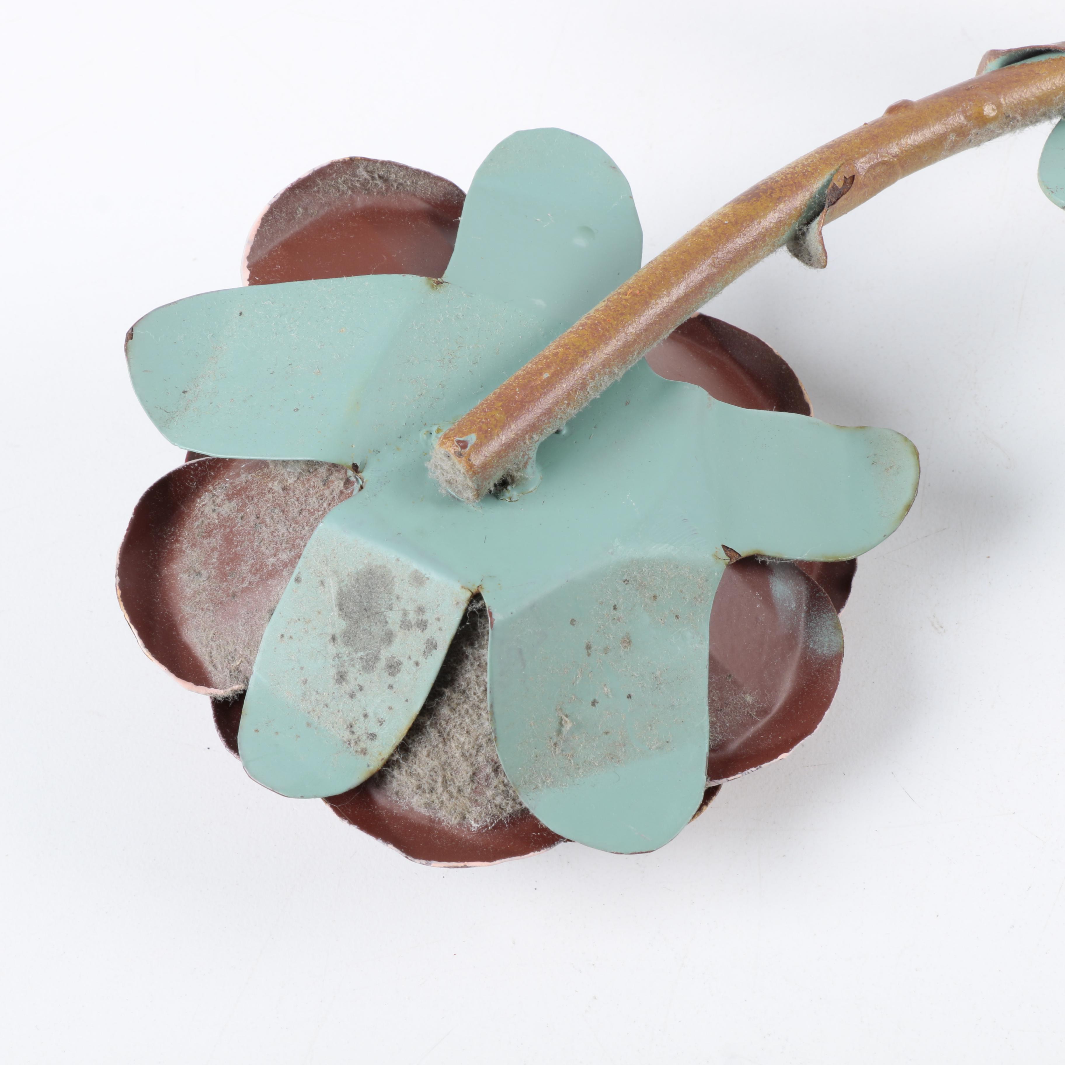 Tole Floral Home Decor Pair