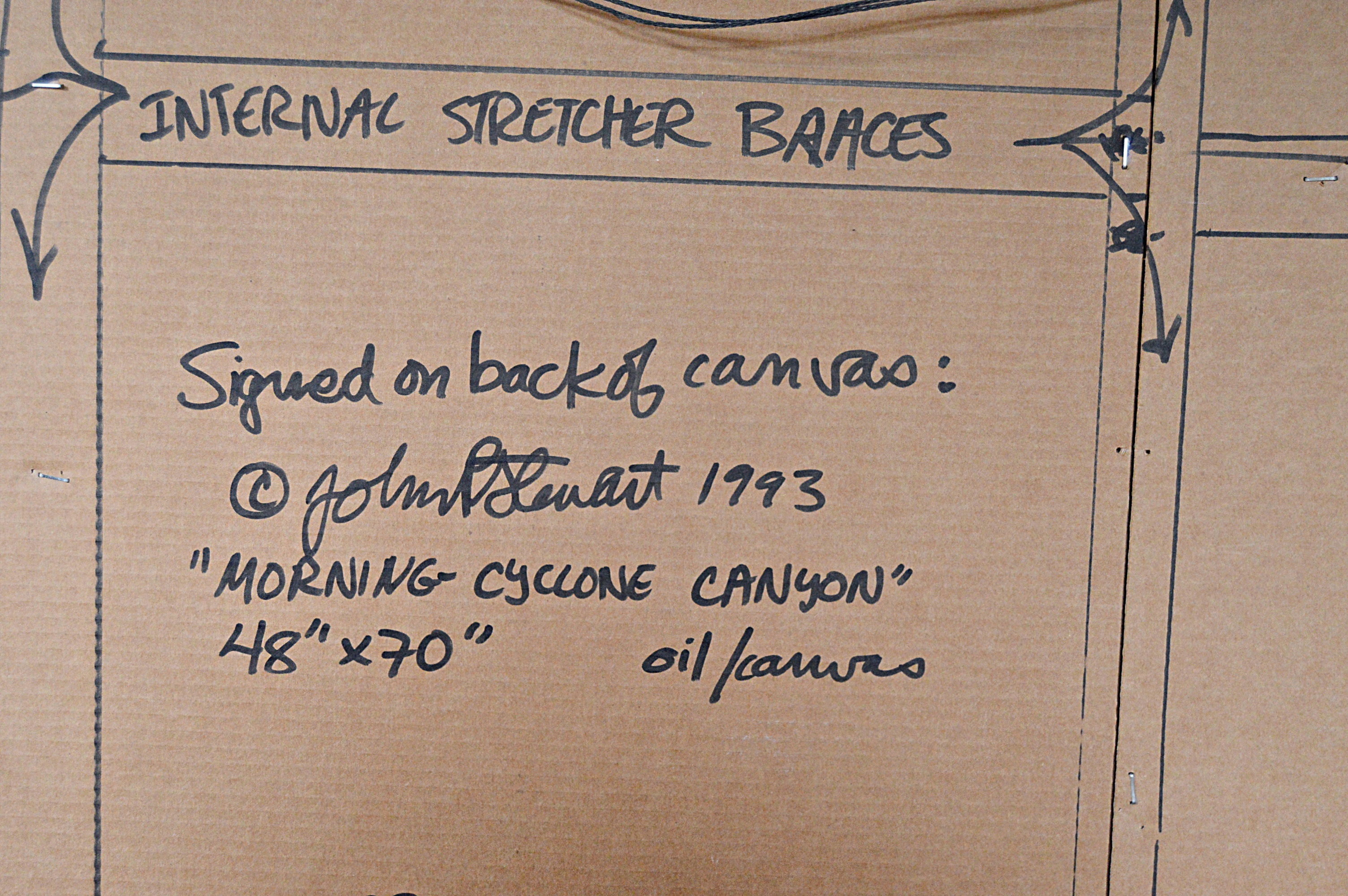 John P. Stewart Oil on Canvas Titled "Morning Cyclone Canyon"