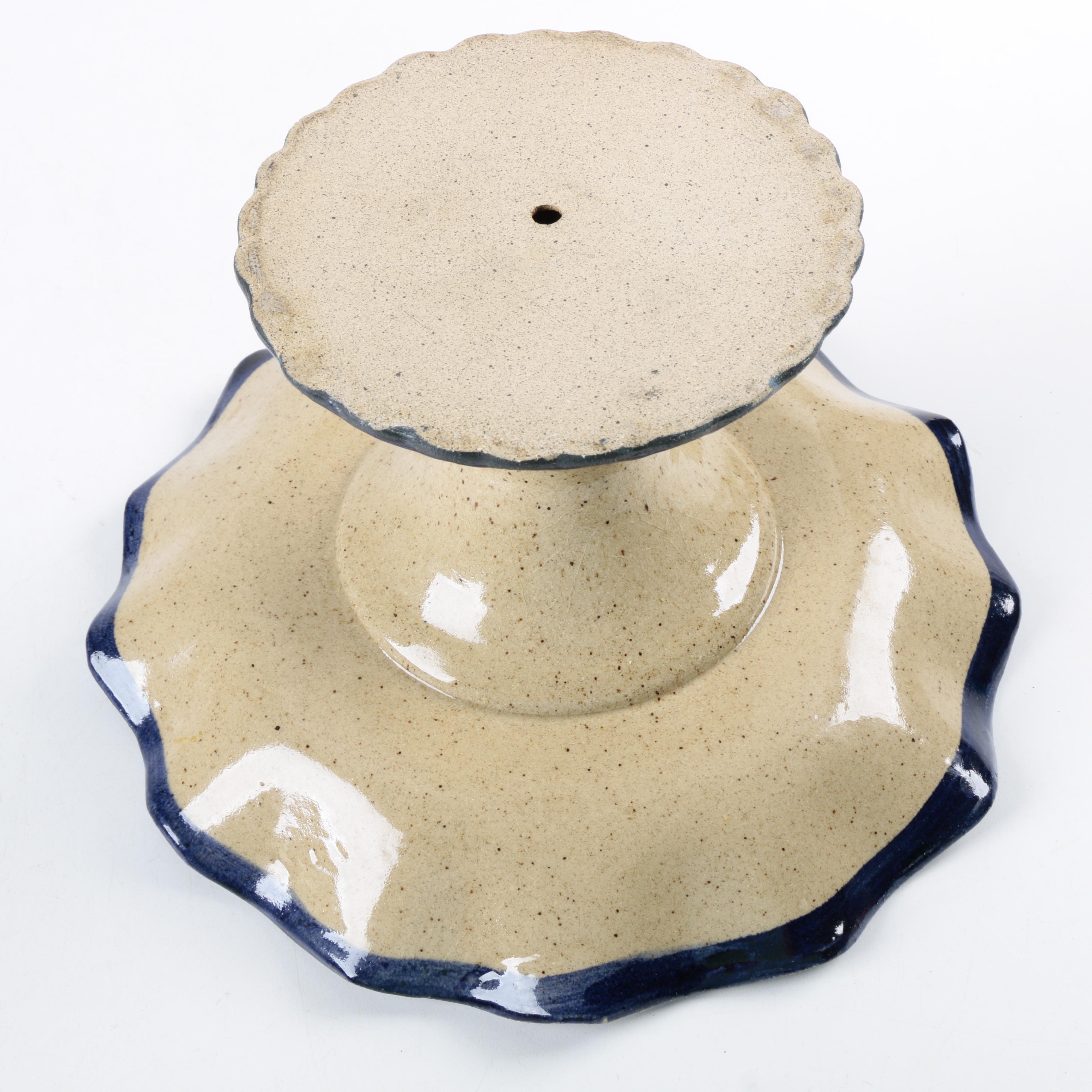 Signed Ceramic Fruit Compote