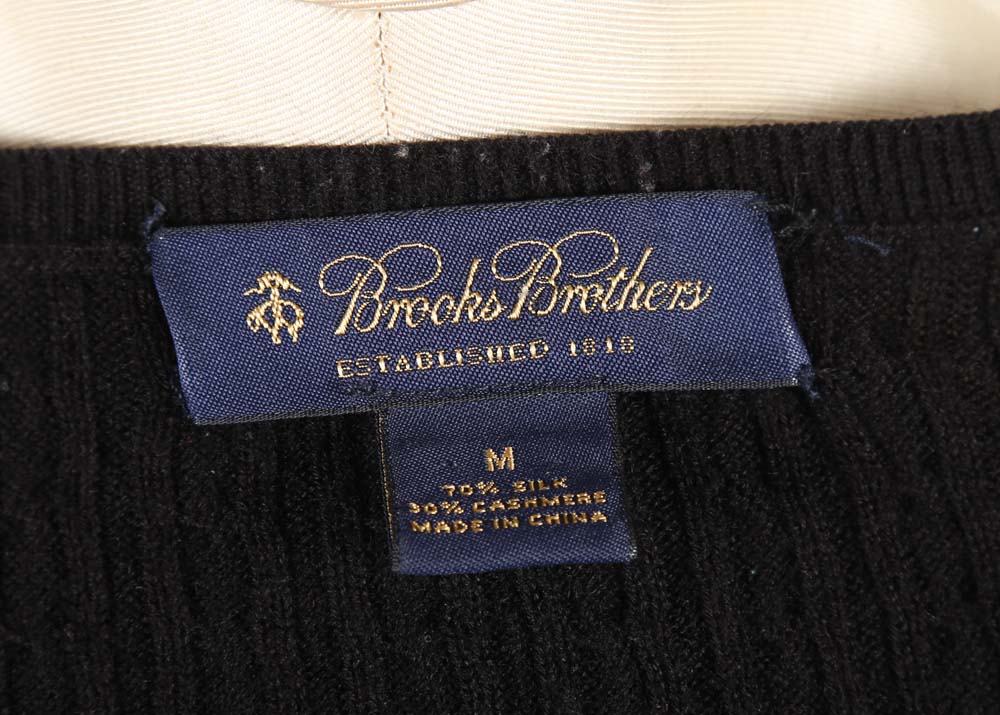 Women's Brooks Brothers Black Knit Silk/Cashmere Blend Sweater Set