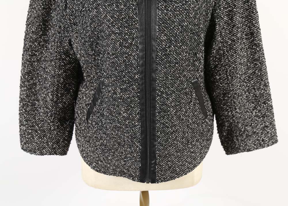 Women's Halogen Zipper Front Boucle Tweed Knit Blazer
