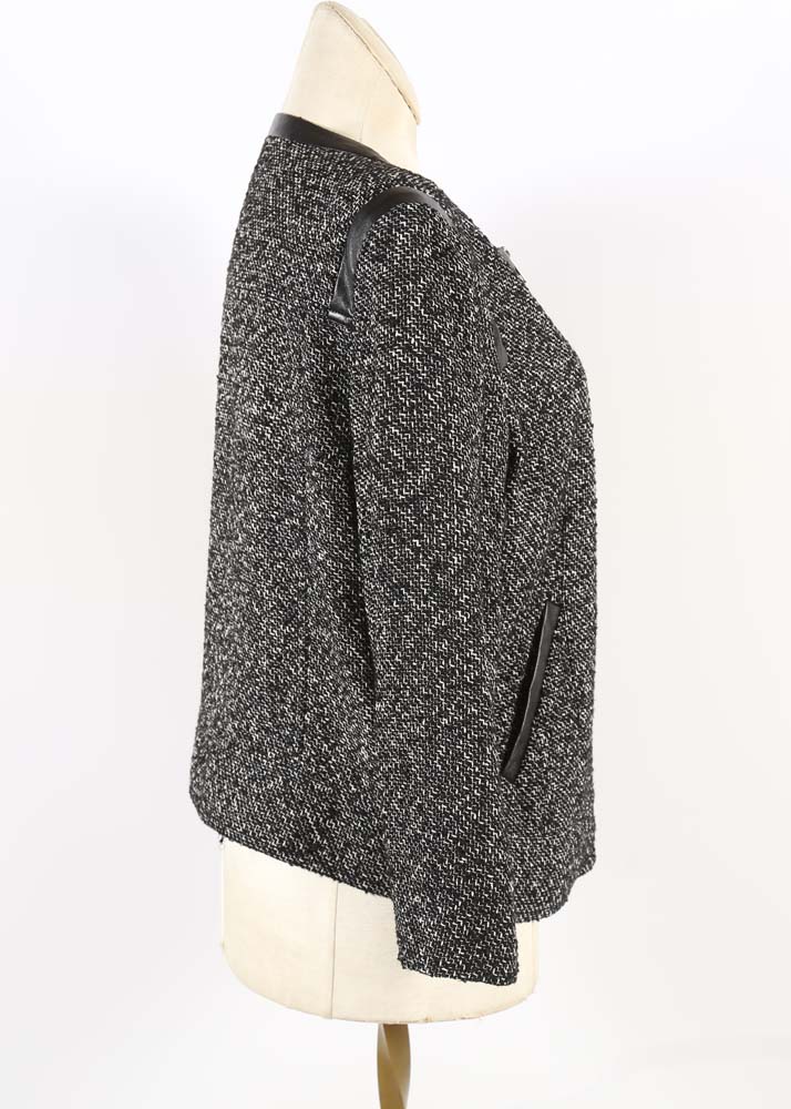 Women's Halogen Zipper Front Boucle Tweed Knit Blazer