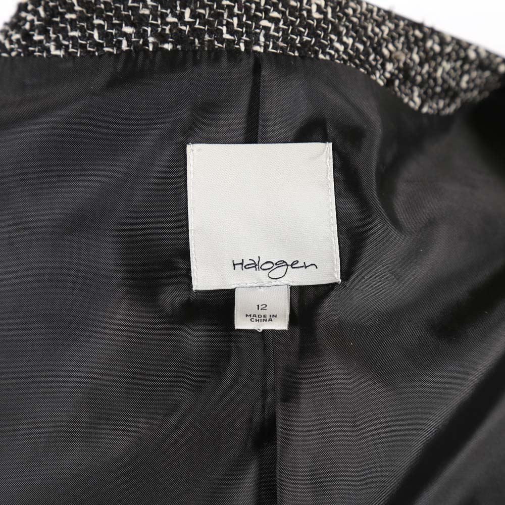 Women's Halogen Zipper Front Boucle Tweed Knit Blazer