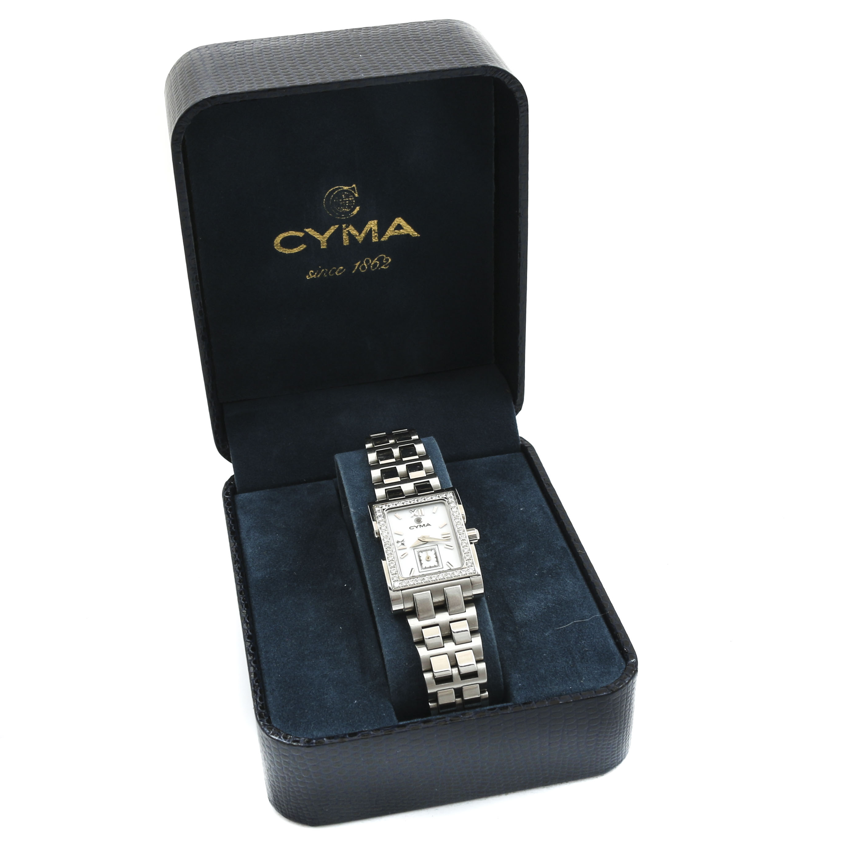 Cyma Diamond and Stainless Steel Link Watch