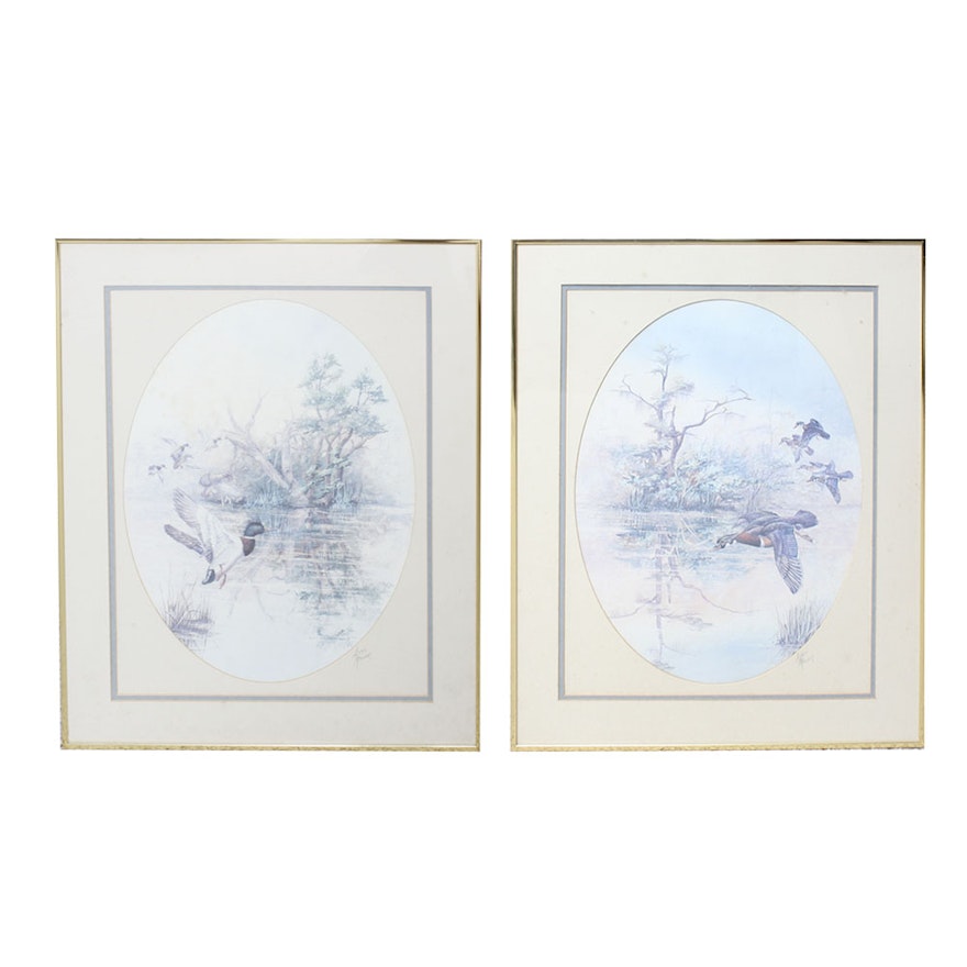 Pair of Framed Watercolors by Anni Moller