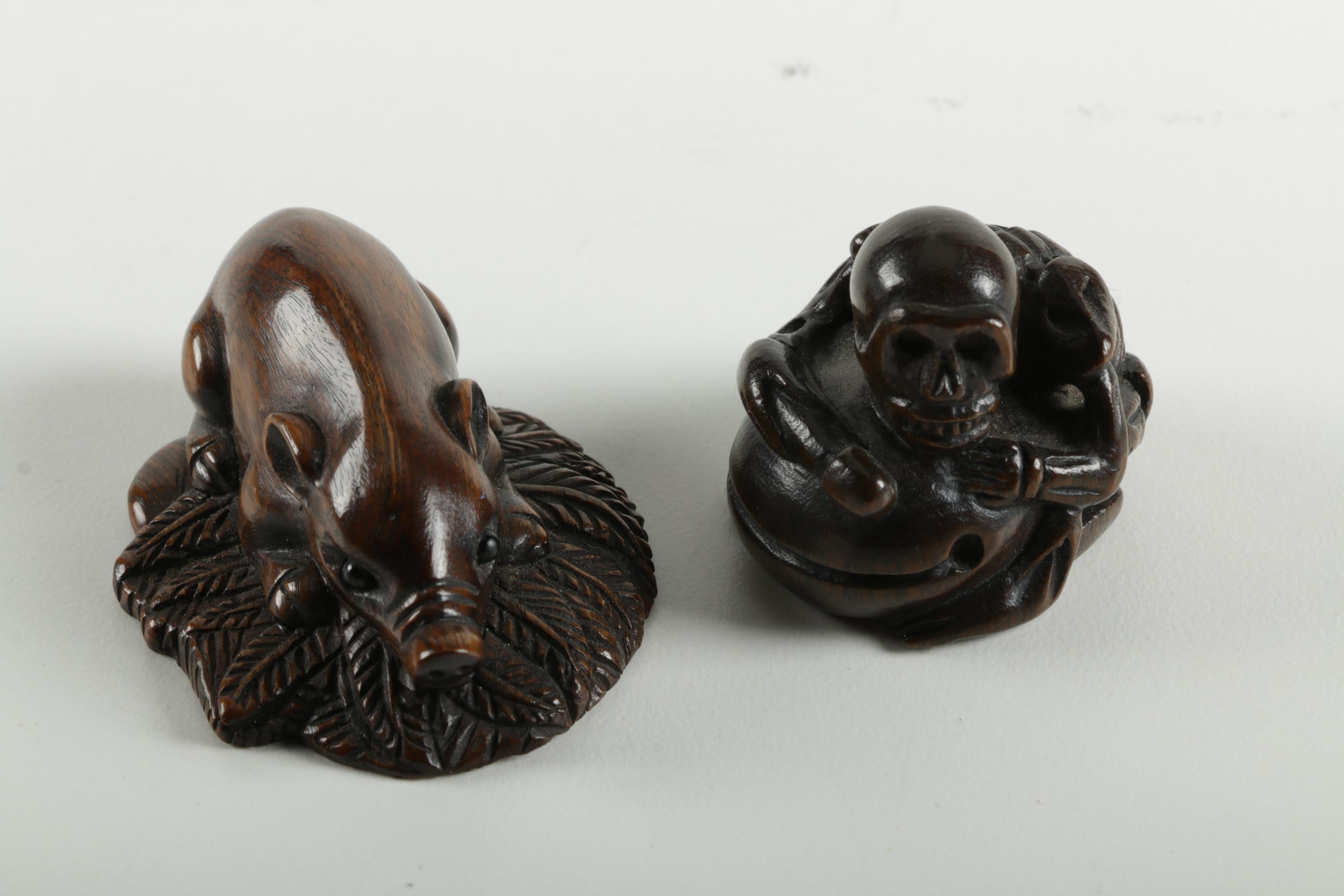 Selection of Japanese Carved Wood Netsuke