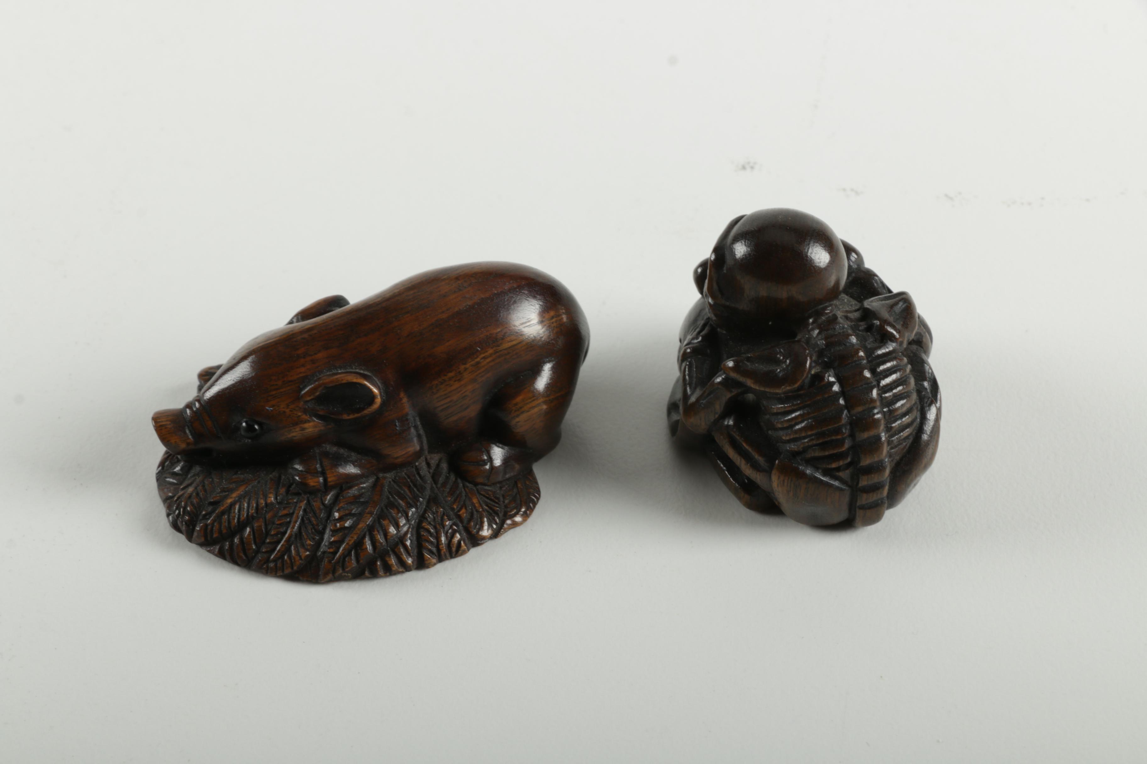 Selection of Japanese Carved Wood Netsuke