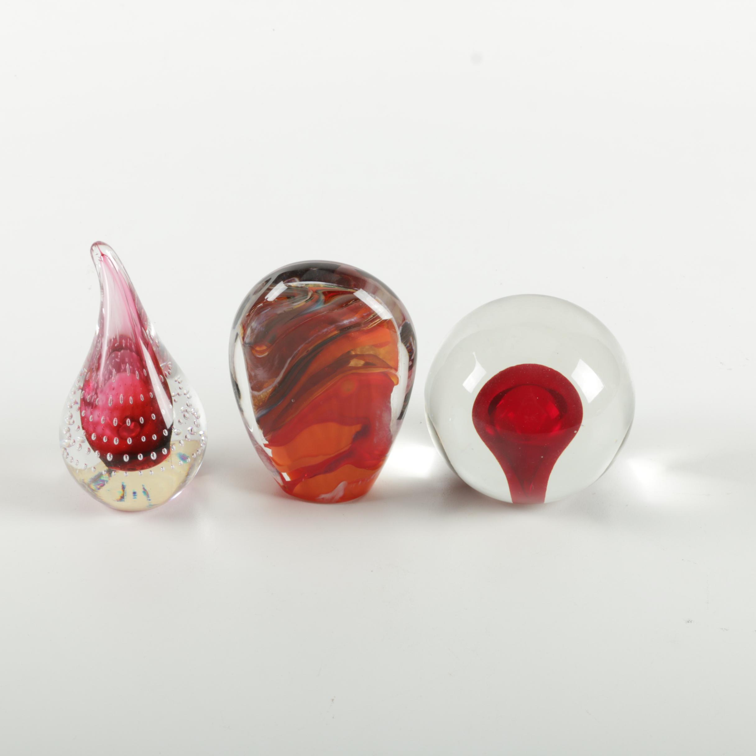 Art Glass Paperweights Featuring Adam Jablonski Lead Crystal