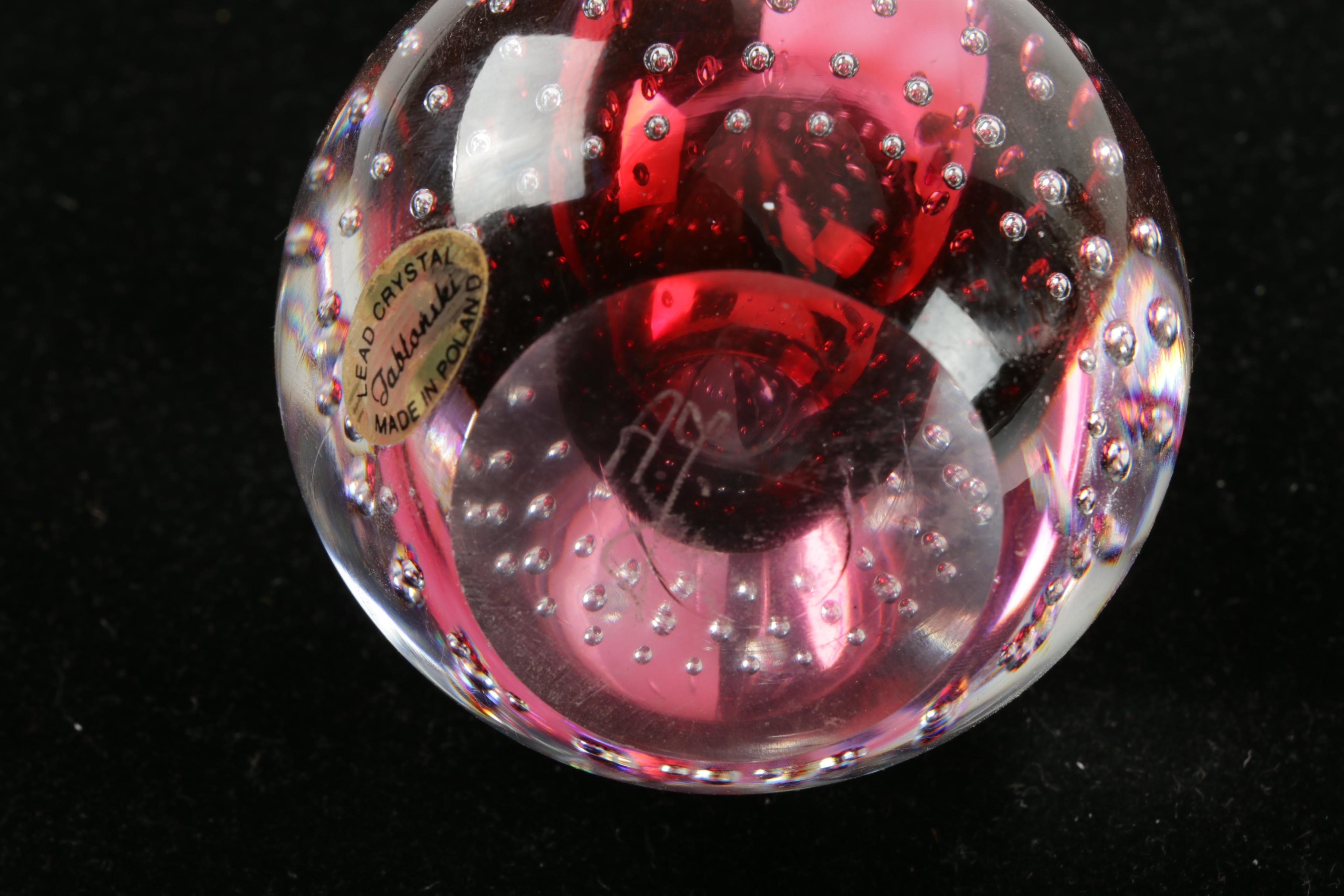 Art Glass Paperweights Featuring Adam Jablonski Lead Crystal