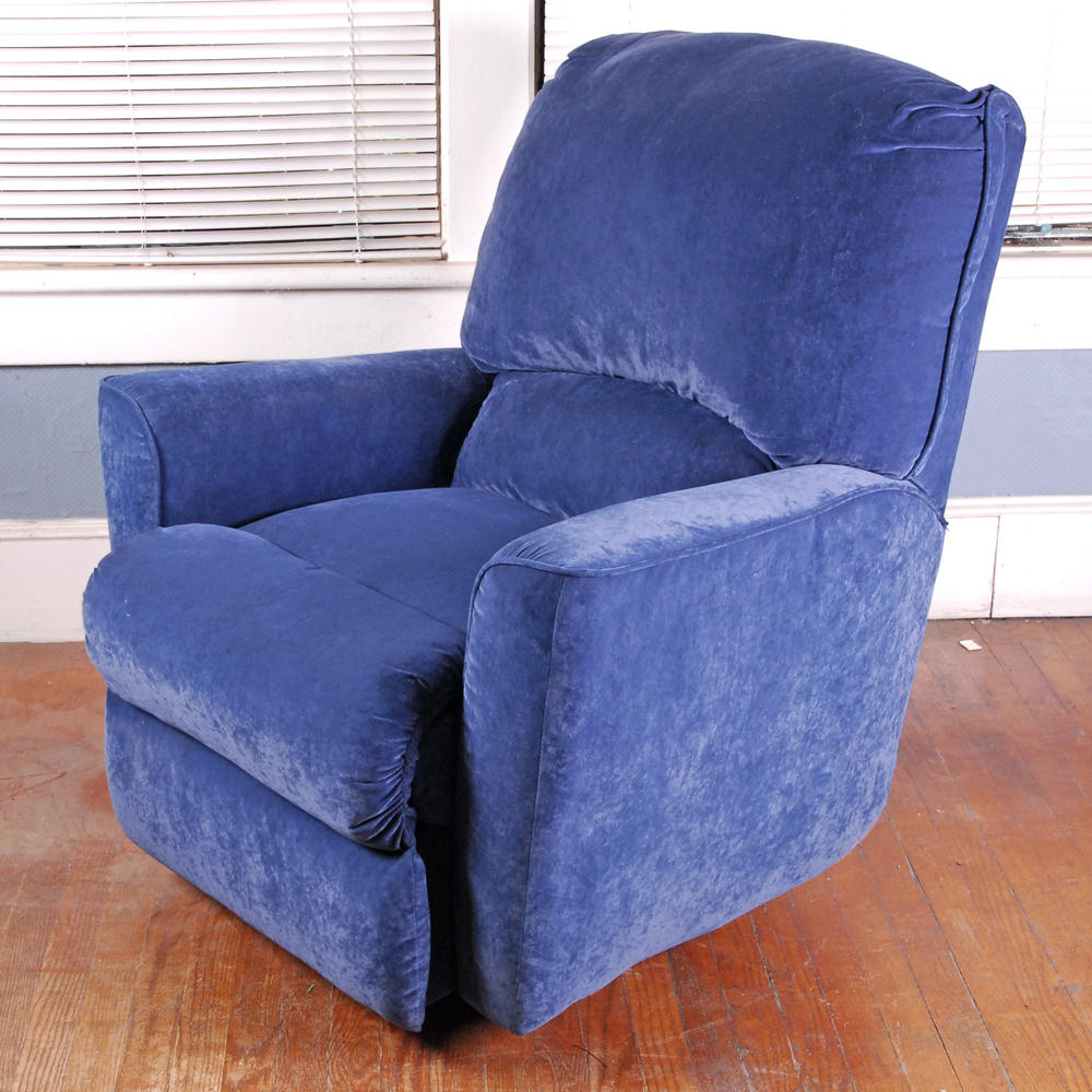 Lane Furniture Blue Velour Recliner Armchair