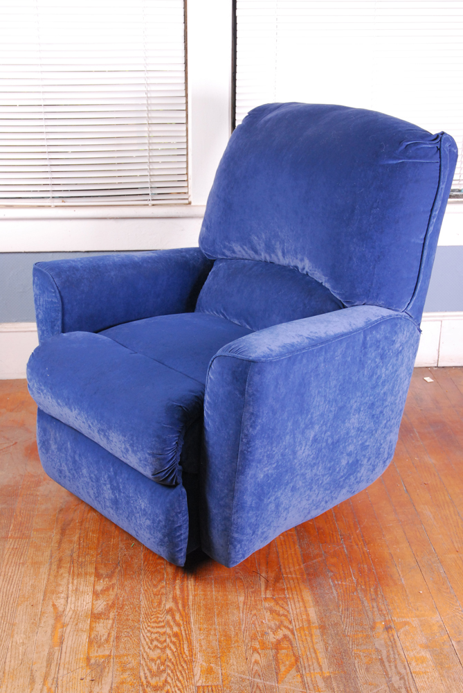 Lane Furniture Blue Velour Recliner Armchair