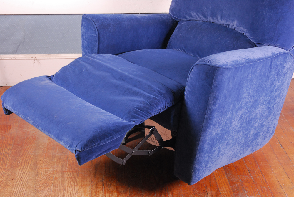 Lane Furniture Blue Velour Recliner Armchair