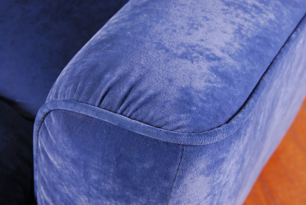 Lane Furniture Blue Velour Recliner Armchair