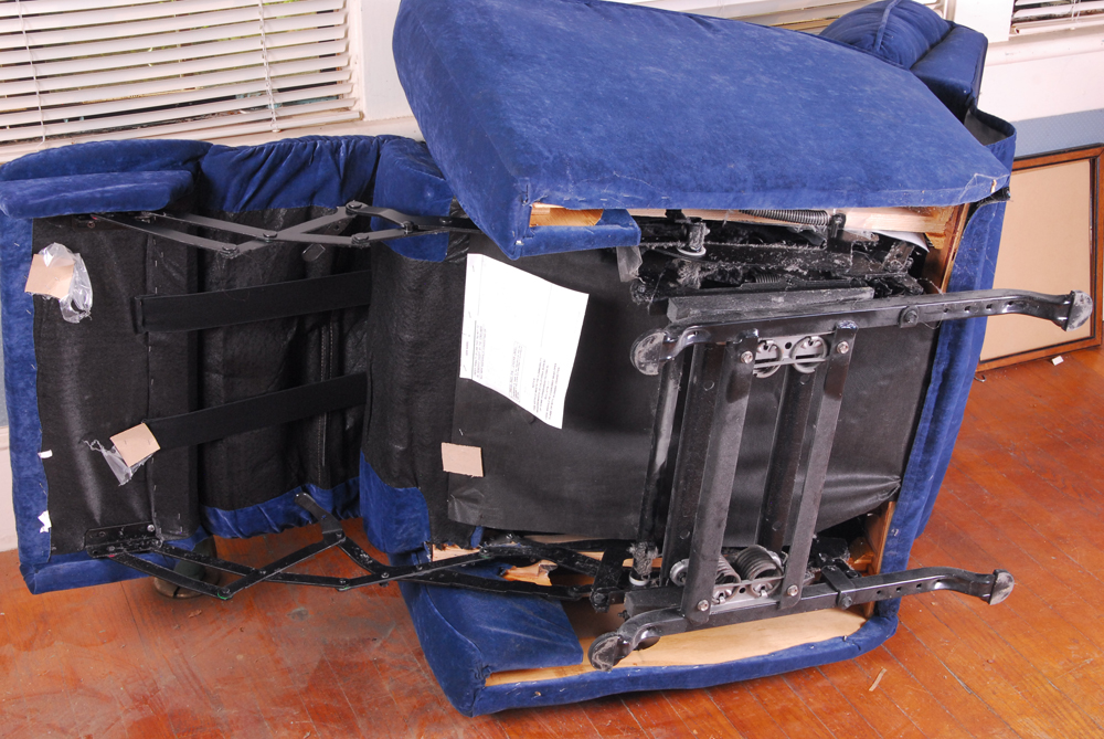 Lane Furniture Blue Velour Recliner Armchair