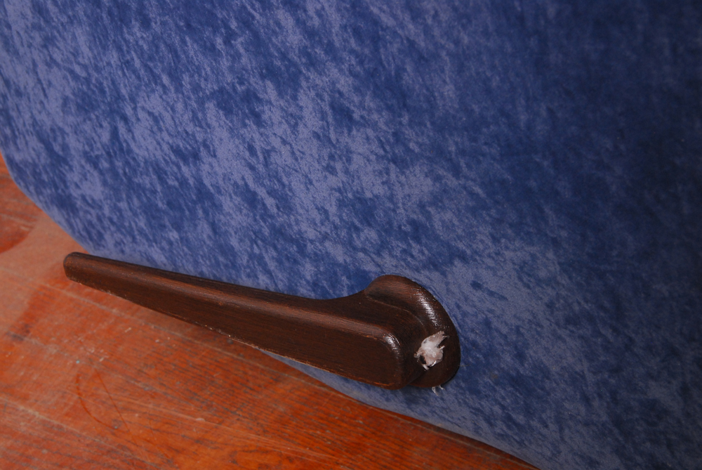 Lane Furniture Blue Velour Recliner Armchair