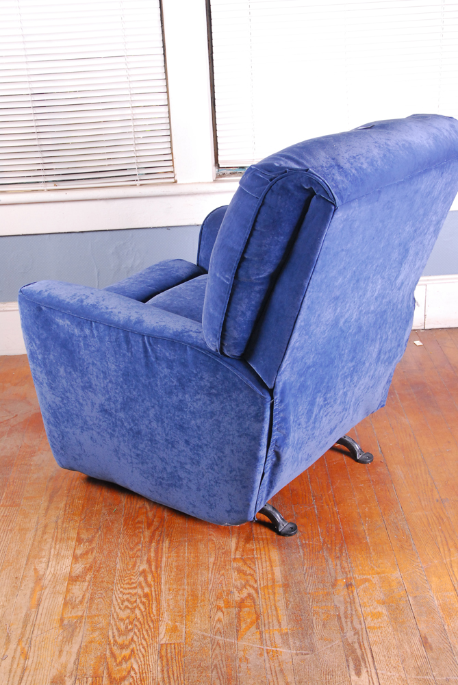 Lane Furniture Blue Velour Recliner Armchair