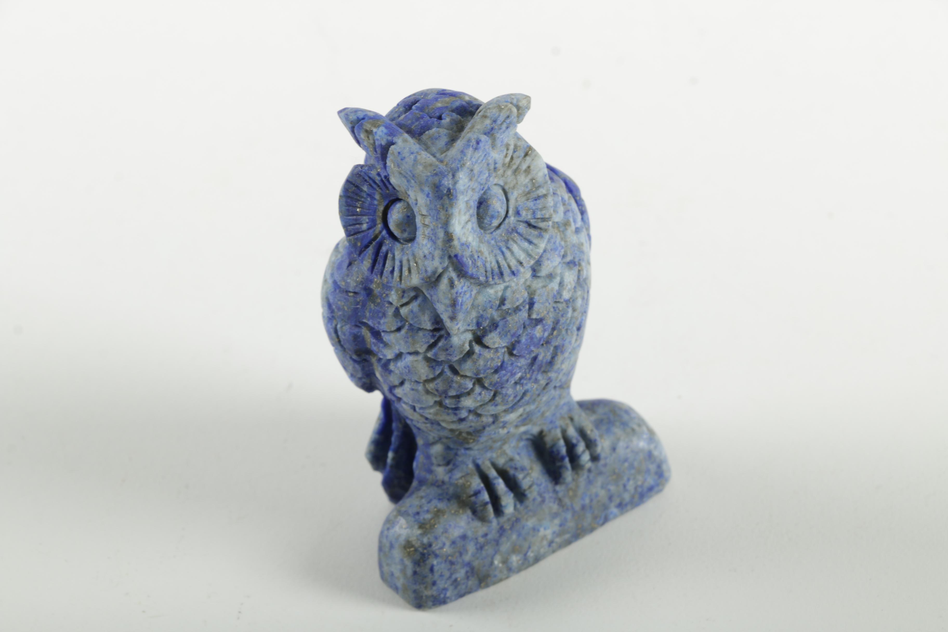 Hand-Carved Lapis Lazuli Owl Figurine