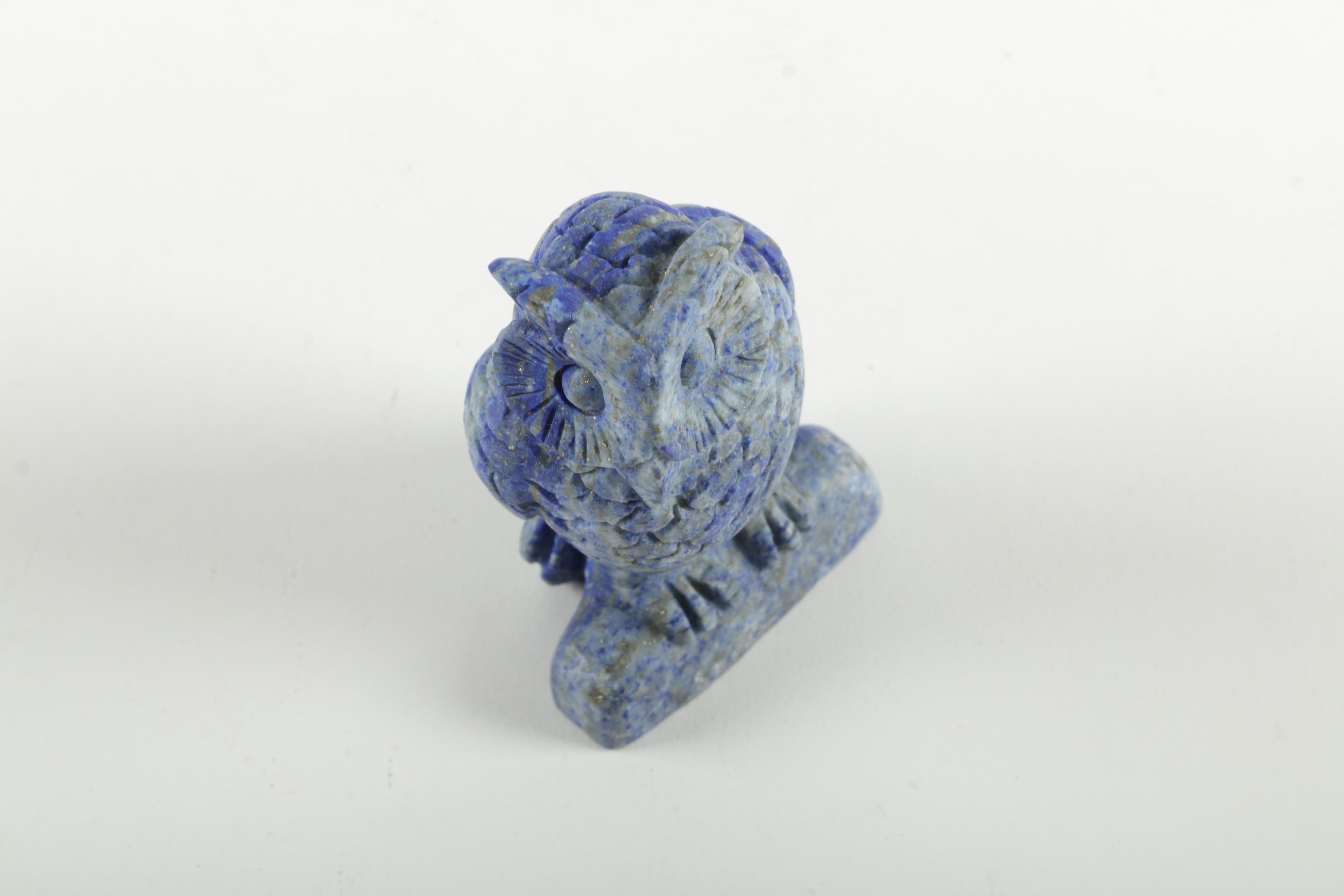 Hand-Carved Lapis Lazuli Owl Figurine