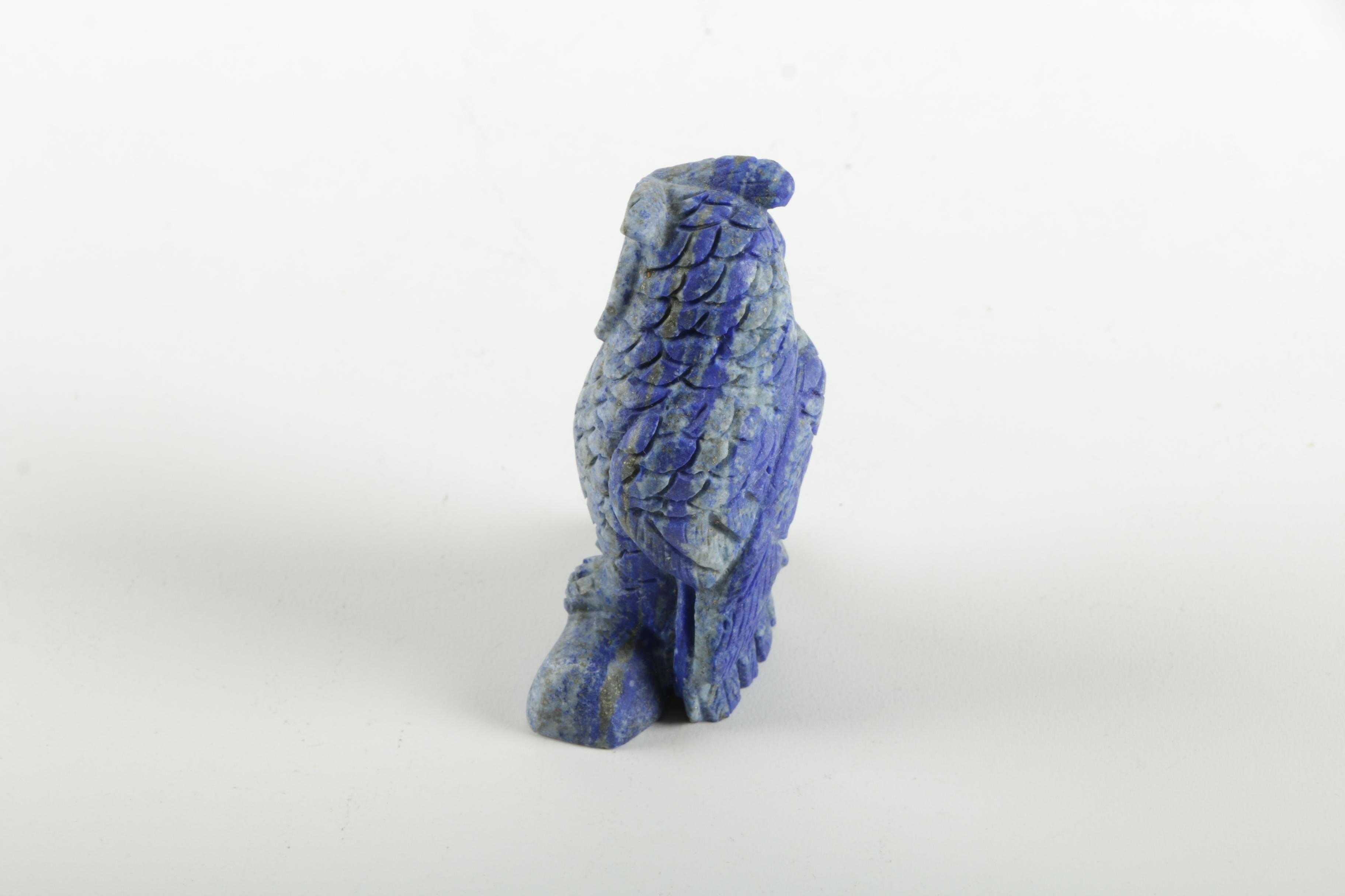 Hand-Carved Lapis Lazuli Owl Figurine