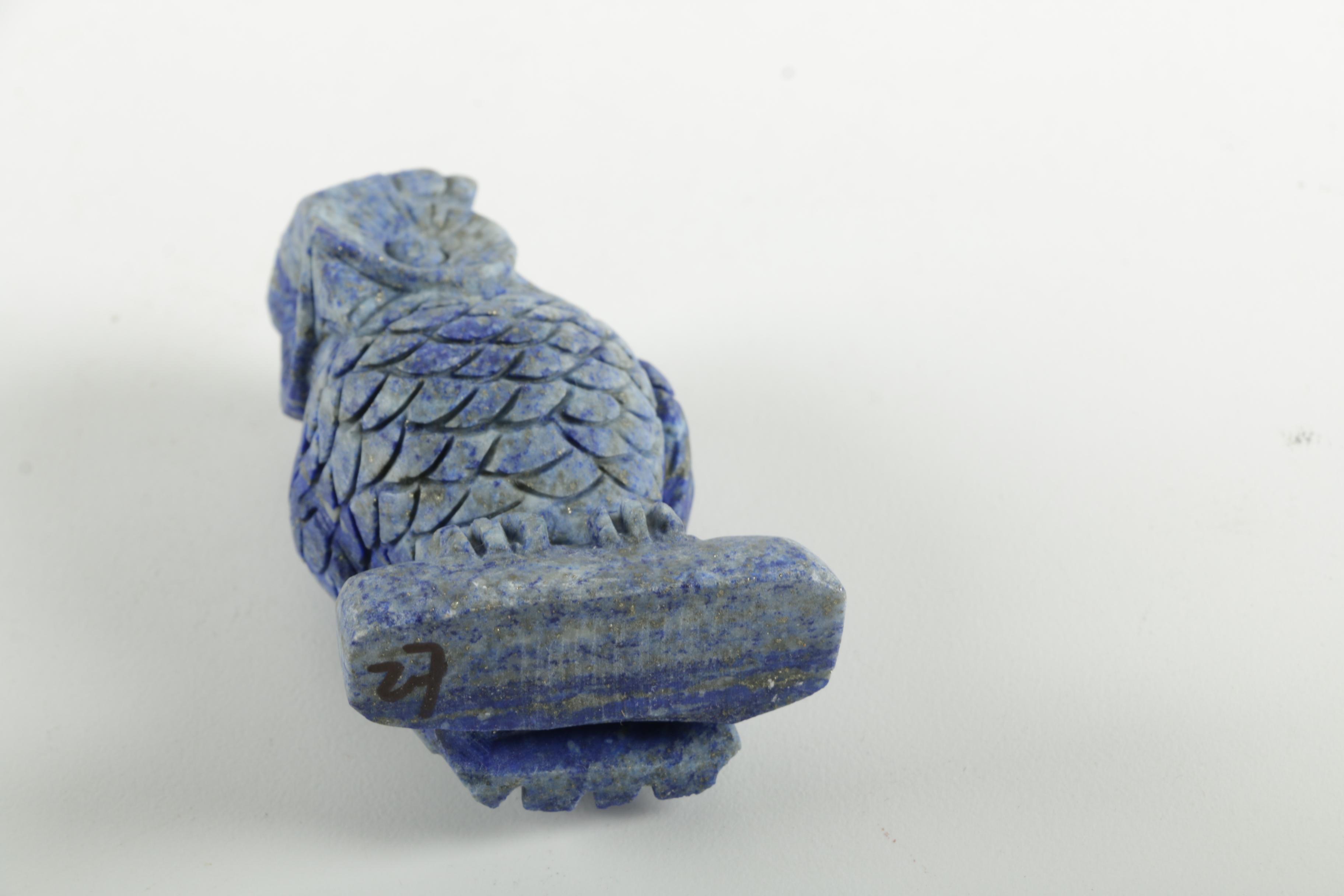 Hand-Carved Lapis Lazuli Owl Figurine