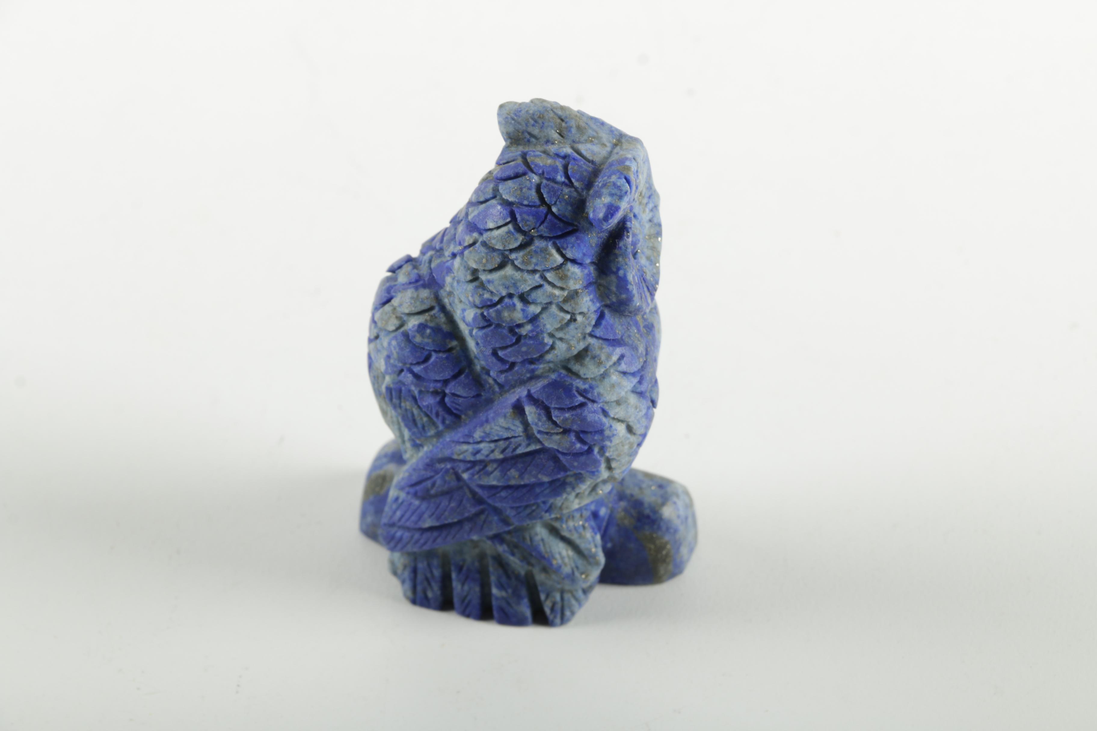 Hand-Carved Lapis Lazuli Owl Figurine