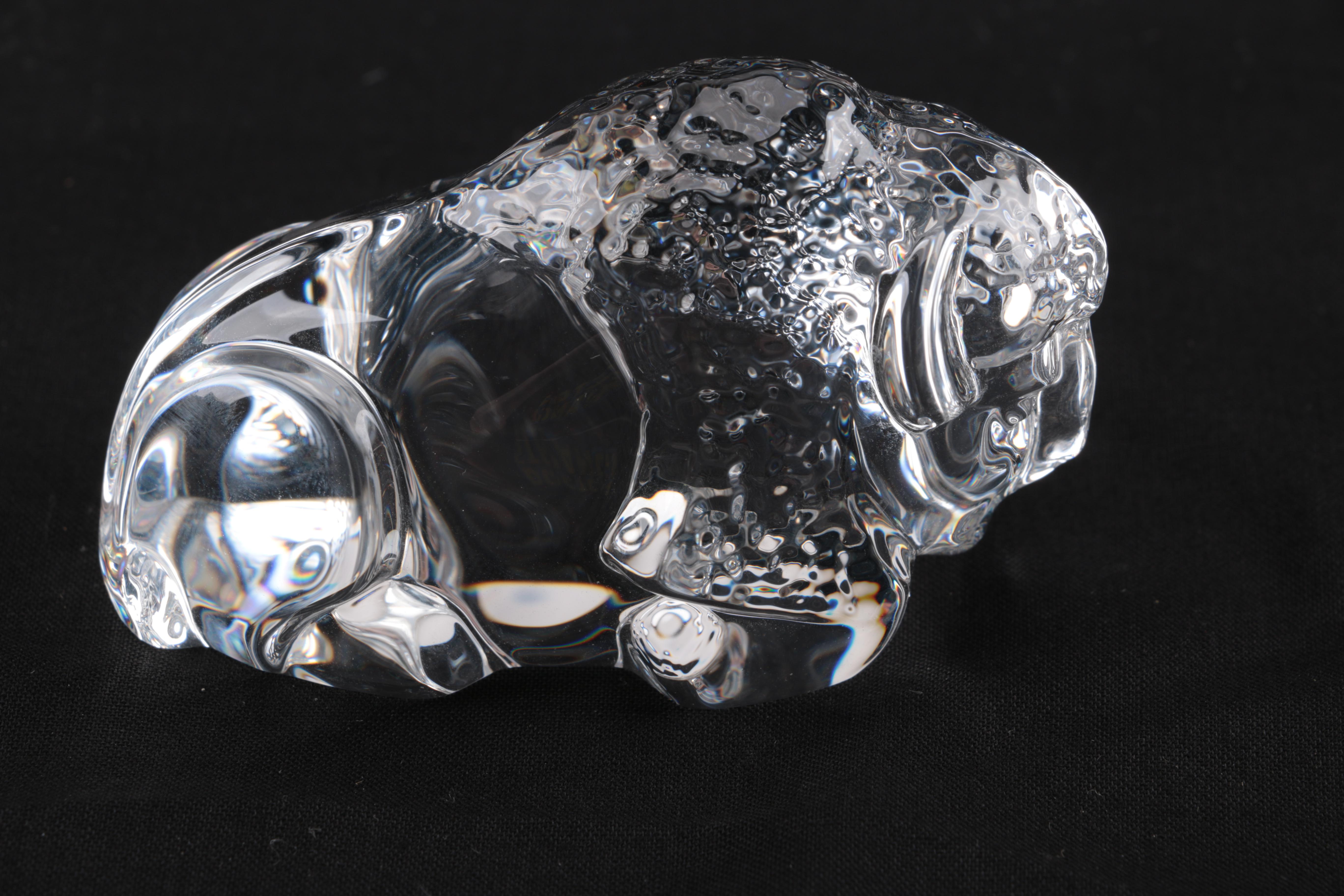 Steuben Limited Edition Crystal "Bison" Hand Cooler