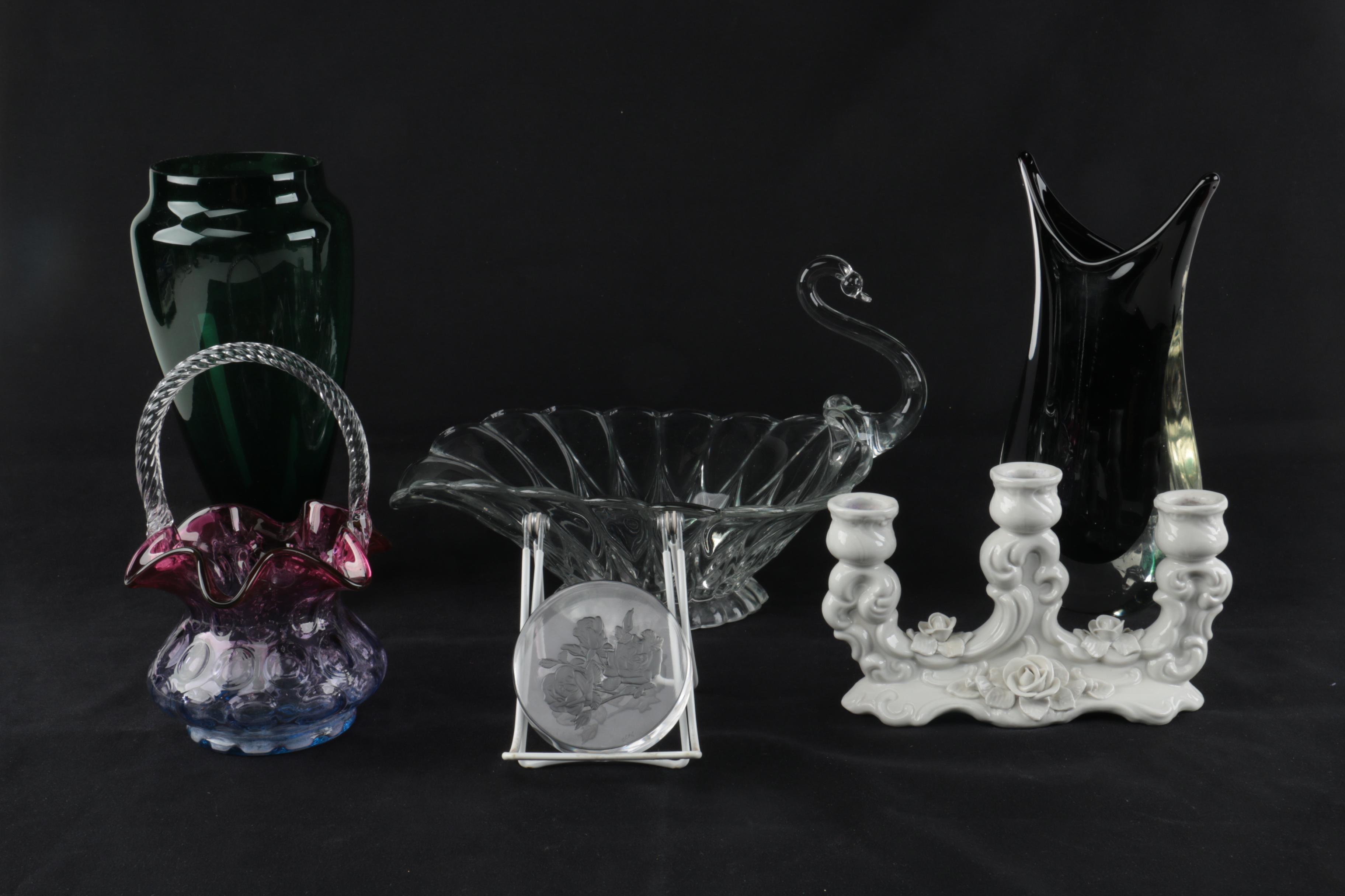 Decorative Glass Vases and Other Items