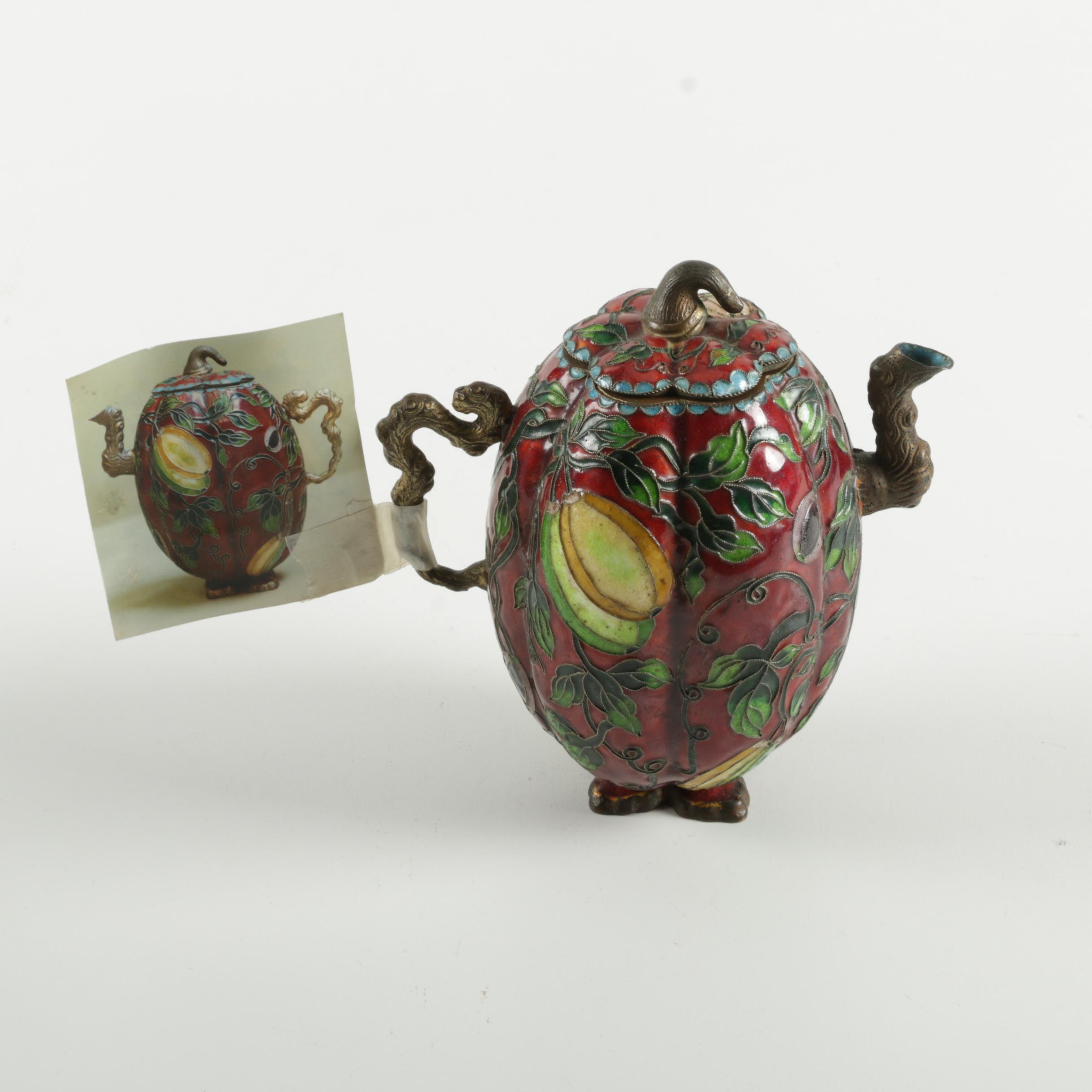 Vintage Chinese Style Cloisonné Tea Pot