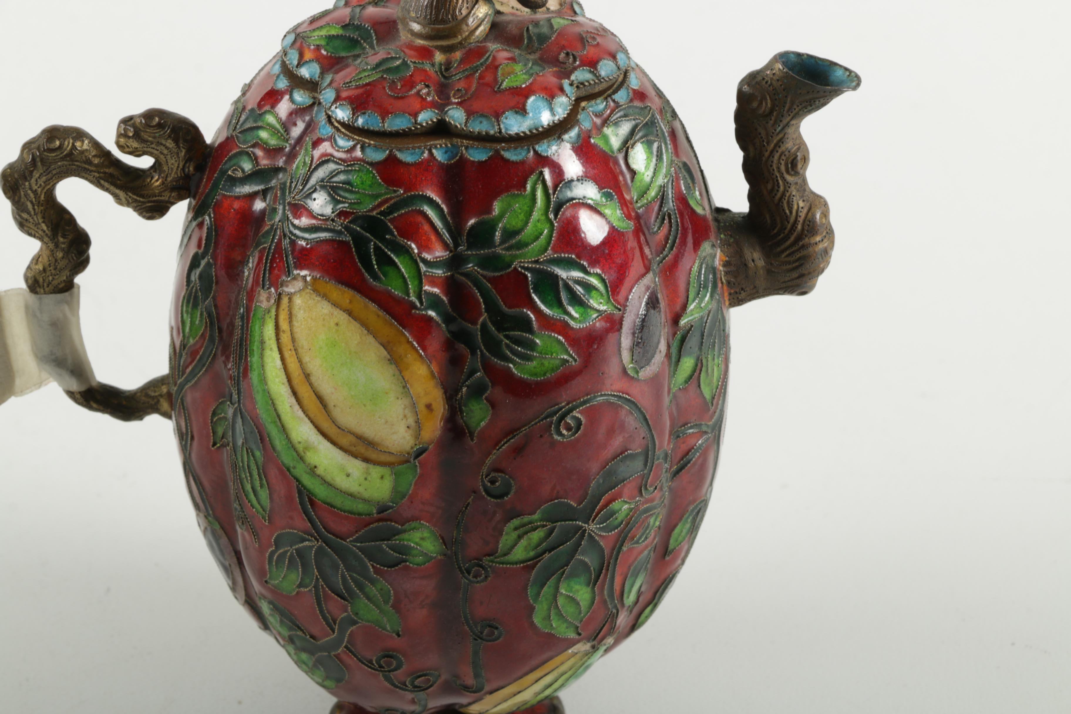 Vintage Chinese Style Cloisonné Tea Pot