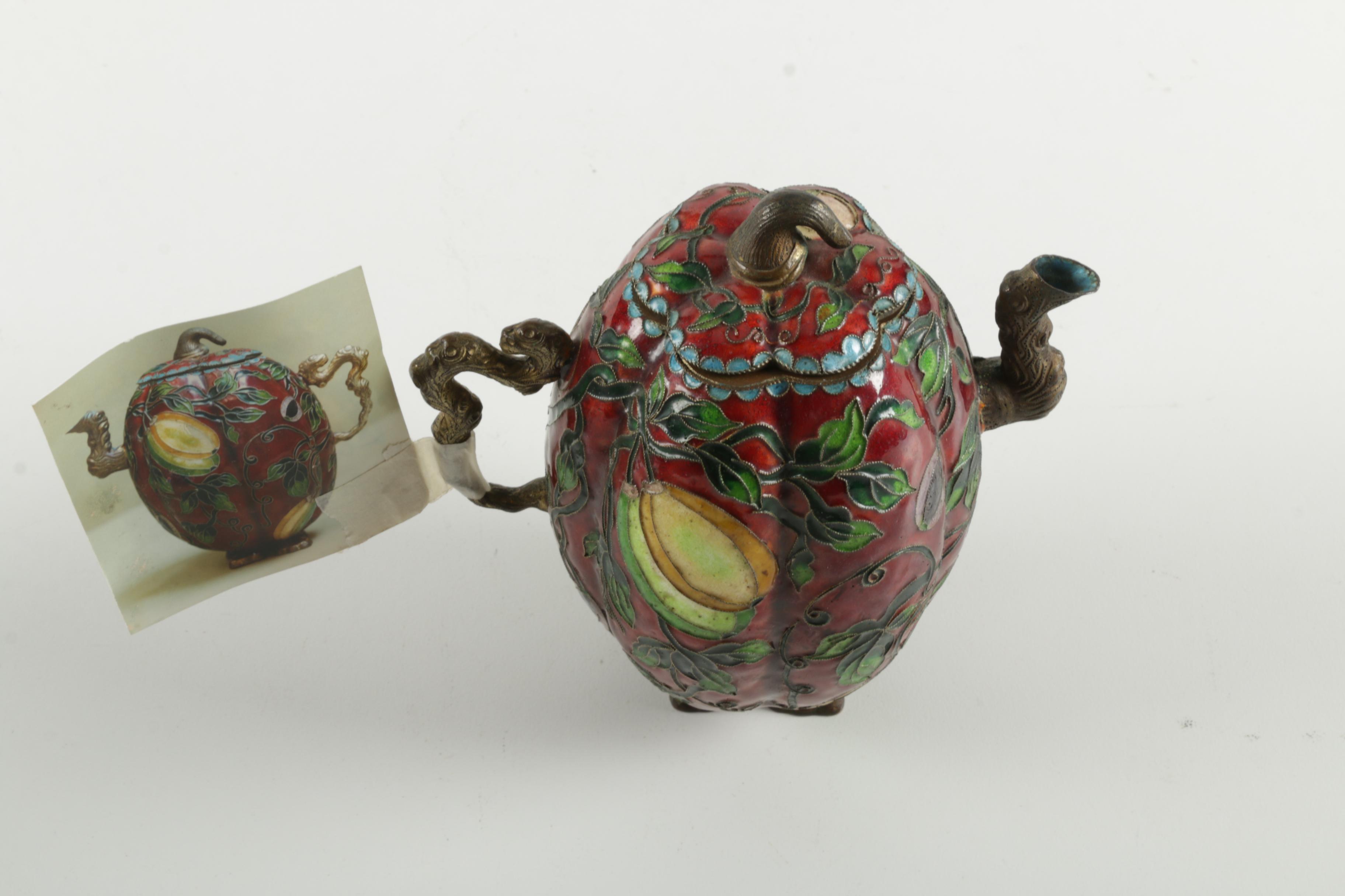 Vintage Chinese Style Cloisonné Tea Pot
