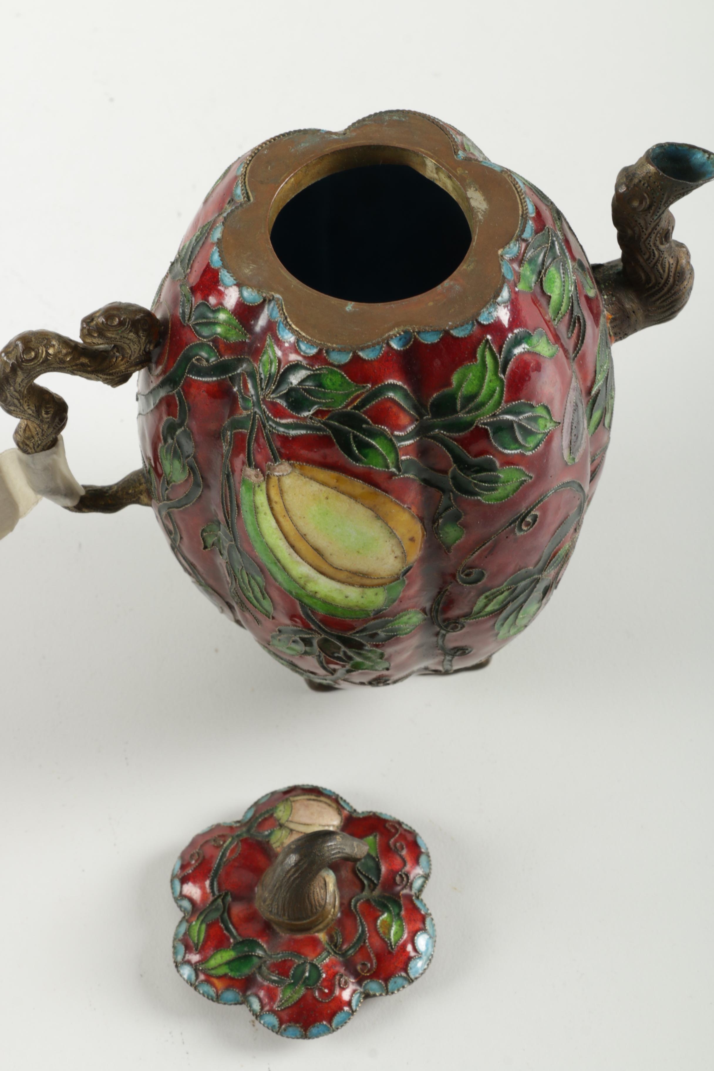Vintage Chinese Style Cloisonné Tea Pot