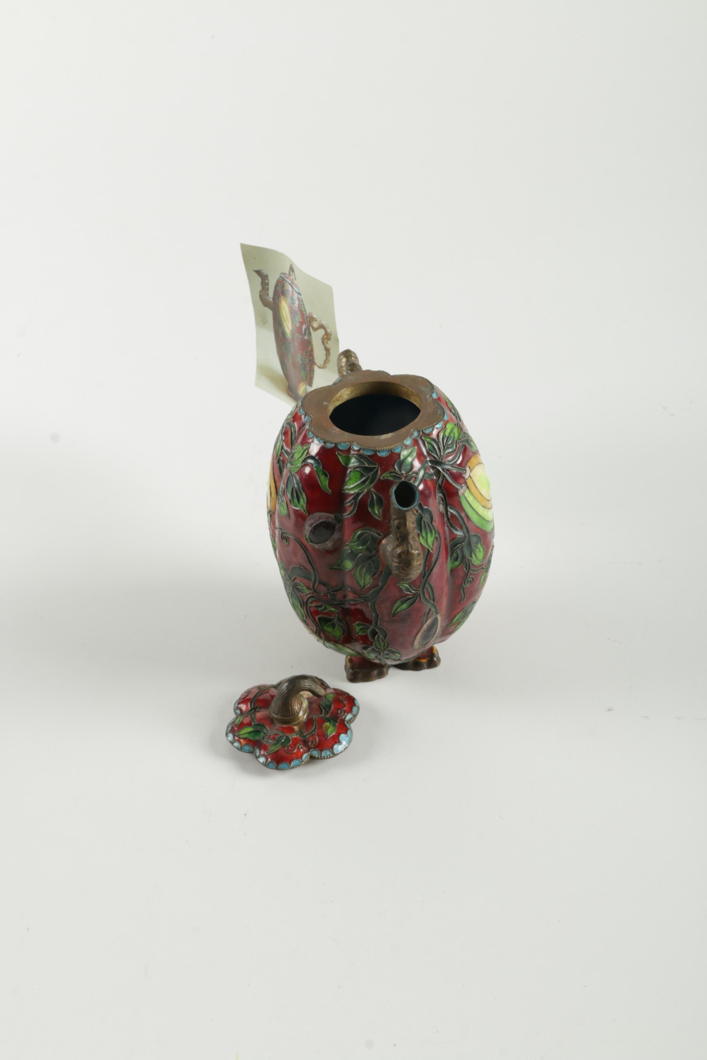 Vintage Chinese Style Cloisonné Tea Pot