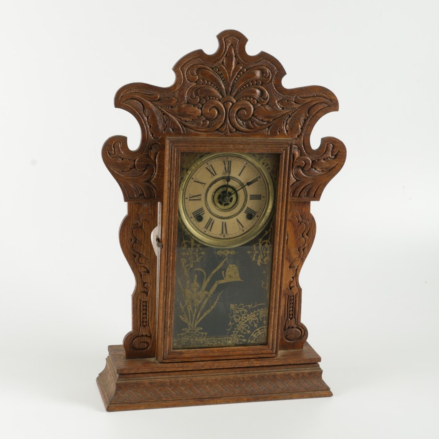 Sessions Carved Gingerbread Pendulum Mantel Clock