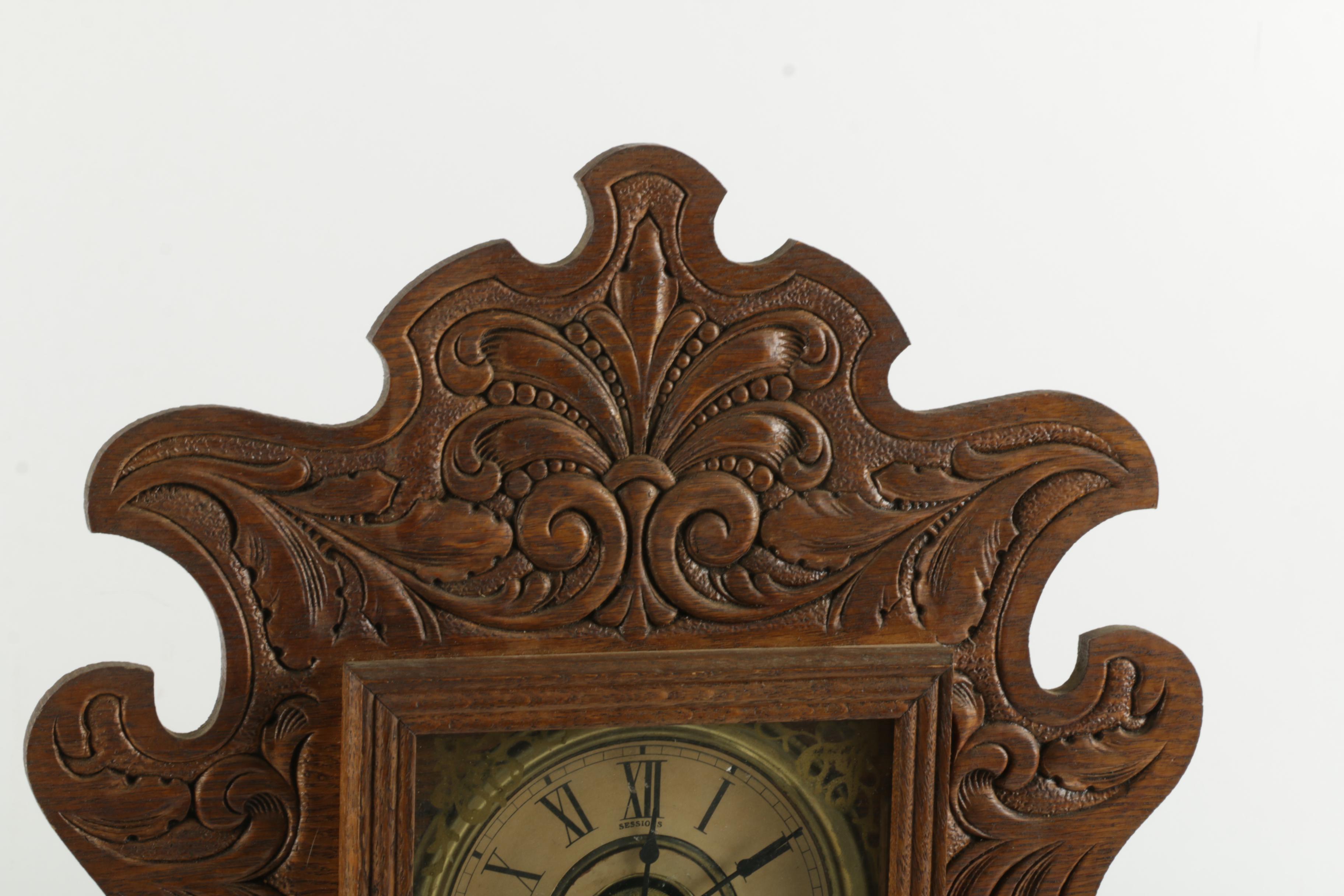 Sessions Carved Gingerbread Pendulum Mantel Clock